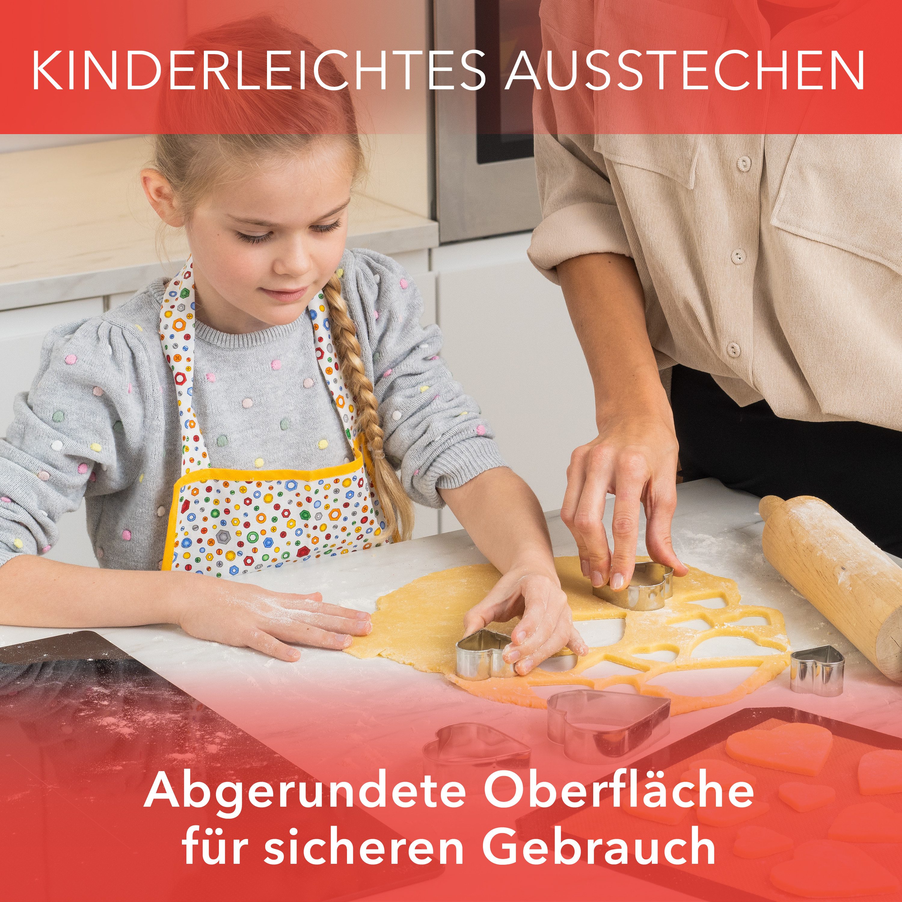 AVANA Ausstechform Edelstahl Herzen Ausstecher Set Weihnachten Plätzchen Keksformen, Edelstahl, (5 Stück), rostfrei, Silber – Bild 3 von 5