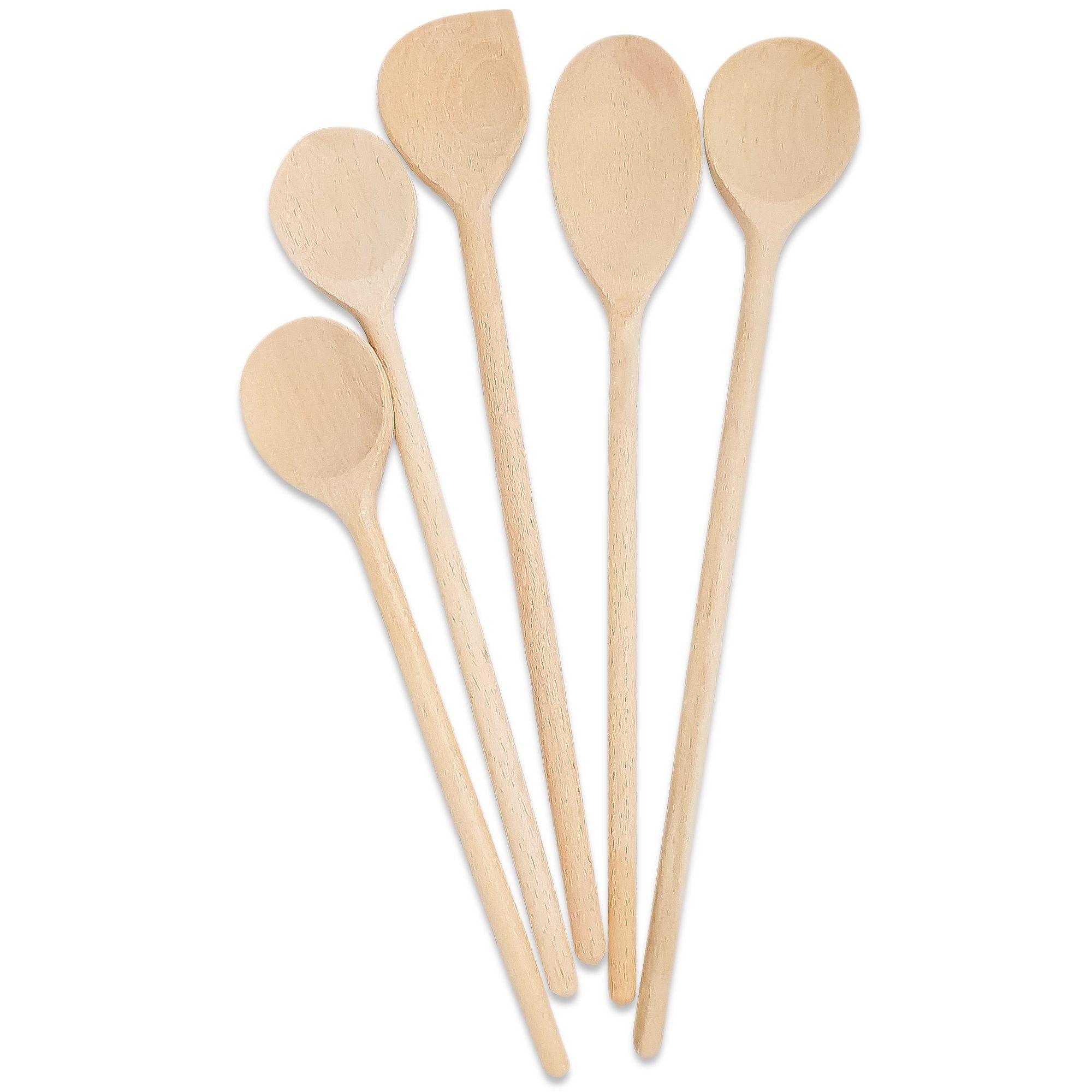 SOHFA Kochlöffel 5er Set Buchenholzlöffel 25-32cm Holzkochlöffel hergestellt in Europa, 100% FSC®