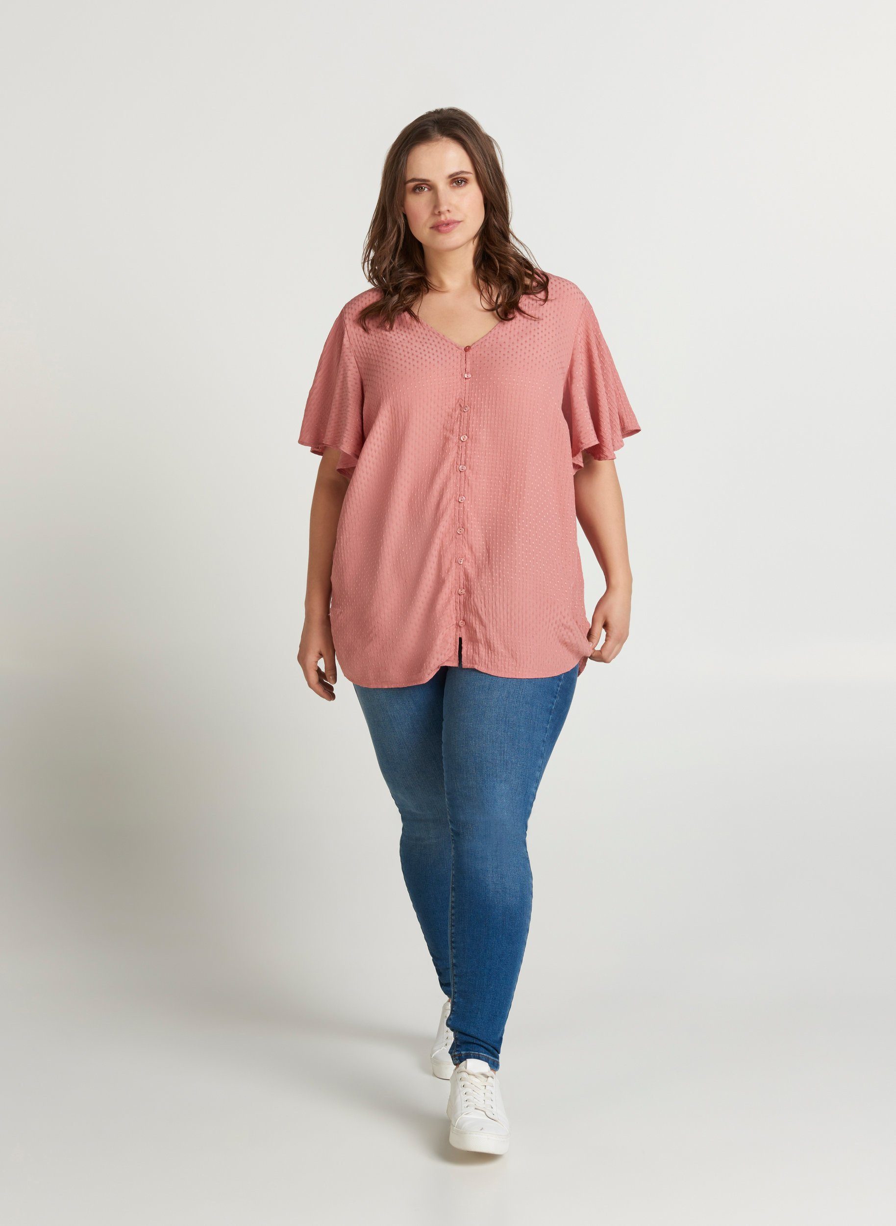 Zizzi Kurzarmbluse Große Größen Damen Kurzarm Bluse mit Knopfverschluss  online kaufen | OTTO