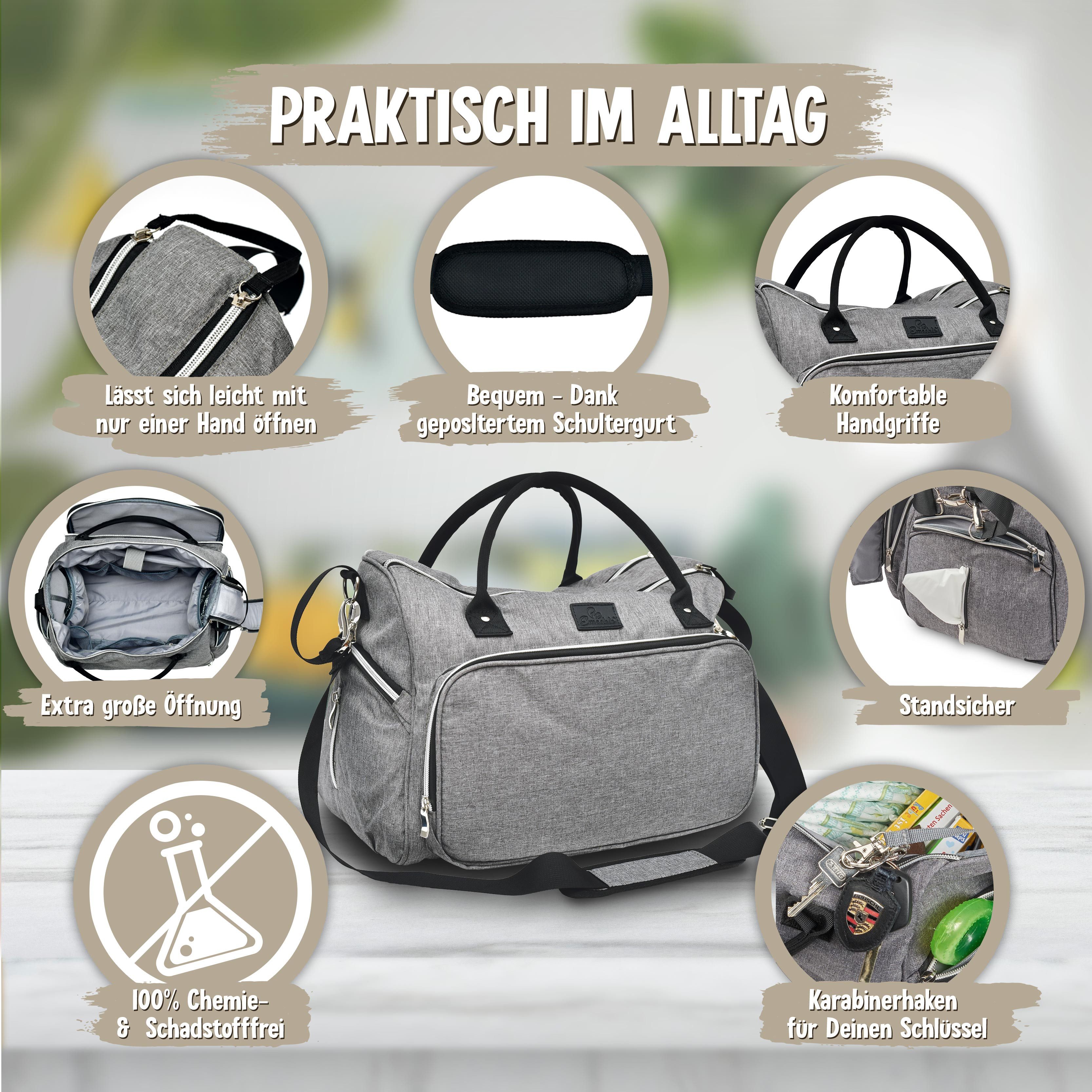 Emadele Wickeltasche Große Tasche mit Kinderwagen Halterung und Wickelunterlage