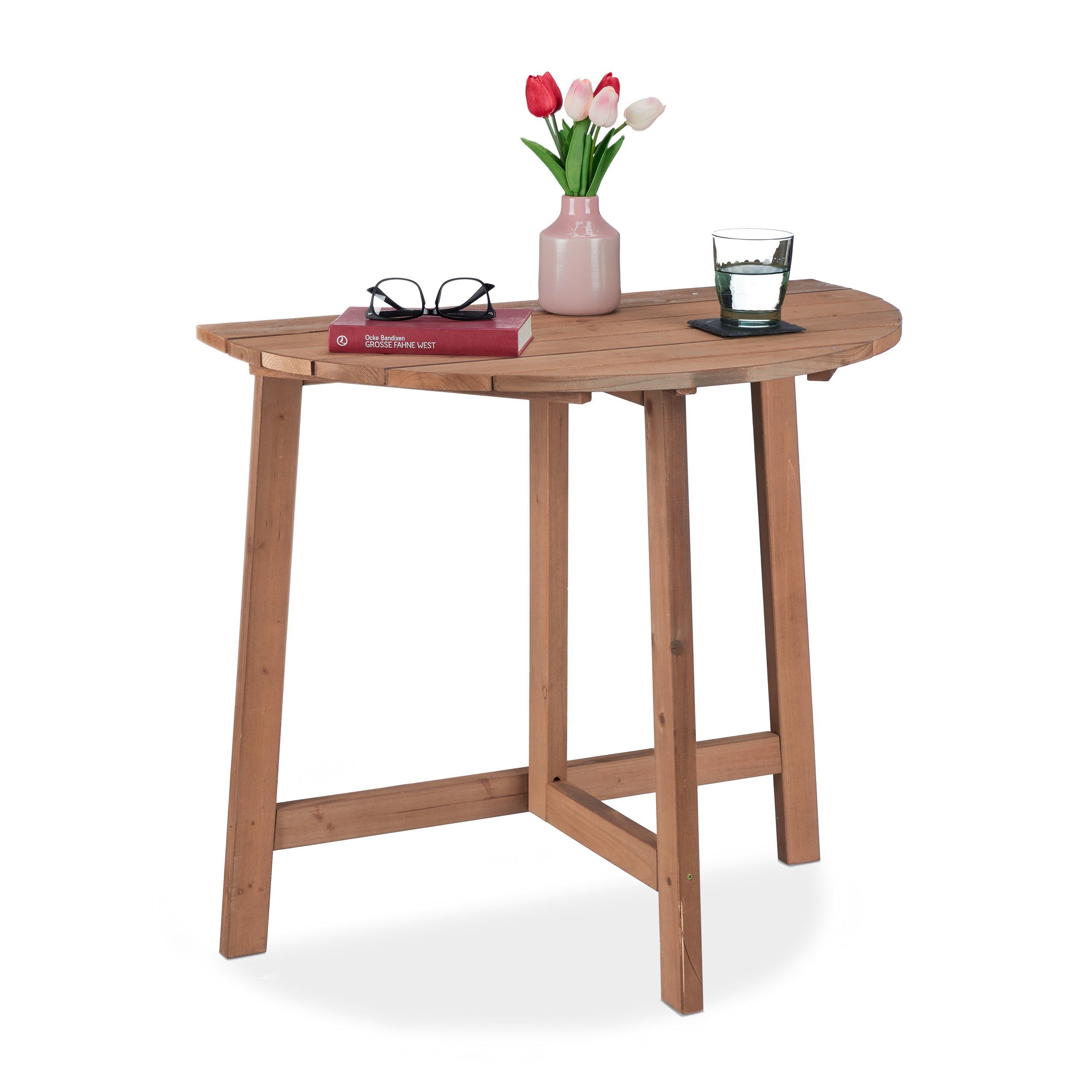 relaxdays Klapptisch Halbrunder Klapptisch aus Holz (1-St)