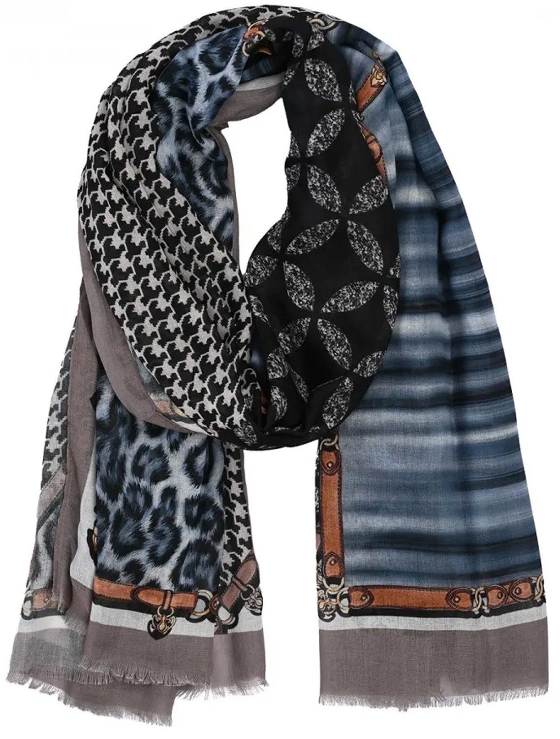 chic4home Schal Color Flow, (1-St. 1-teilig), sommerlicher Damen Schal mit buntem Muster Viskose