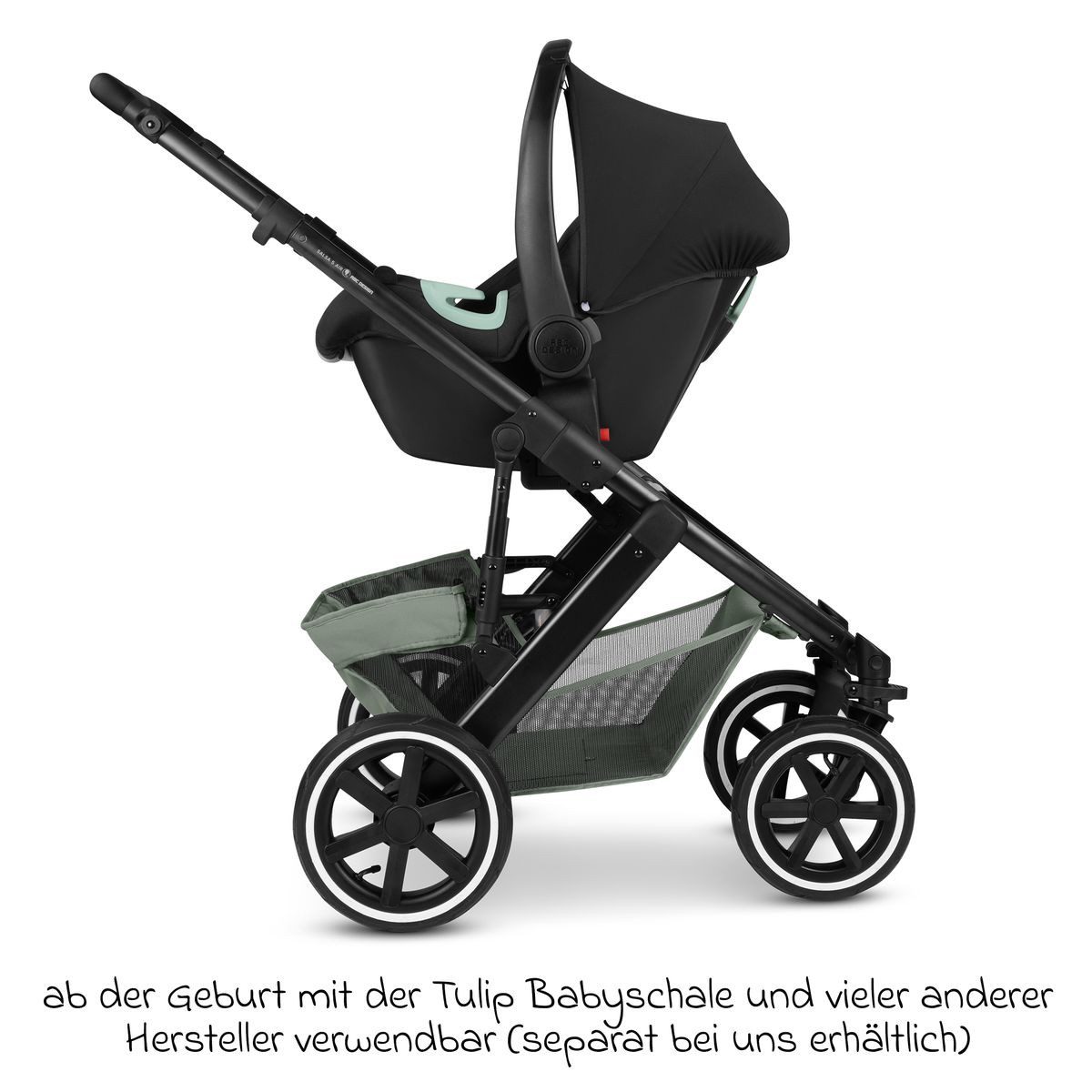 ABC Design Kombi-Kinderwagen Salsa 5 Air - Pine, 2in1 Kinderwagen Buggy Set mit Babywanne, Sportsitz & Regenschutz