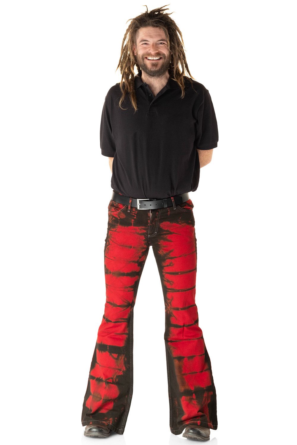 Schlaghose Herren Batik rot schwarz