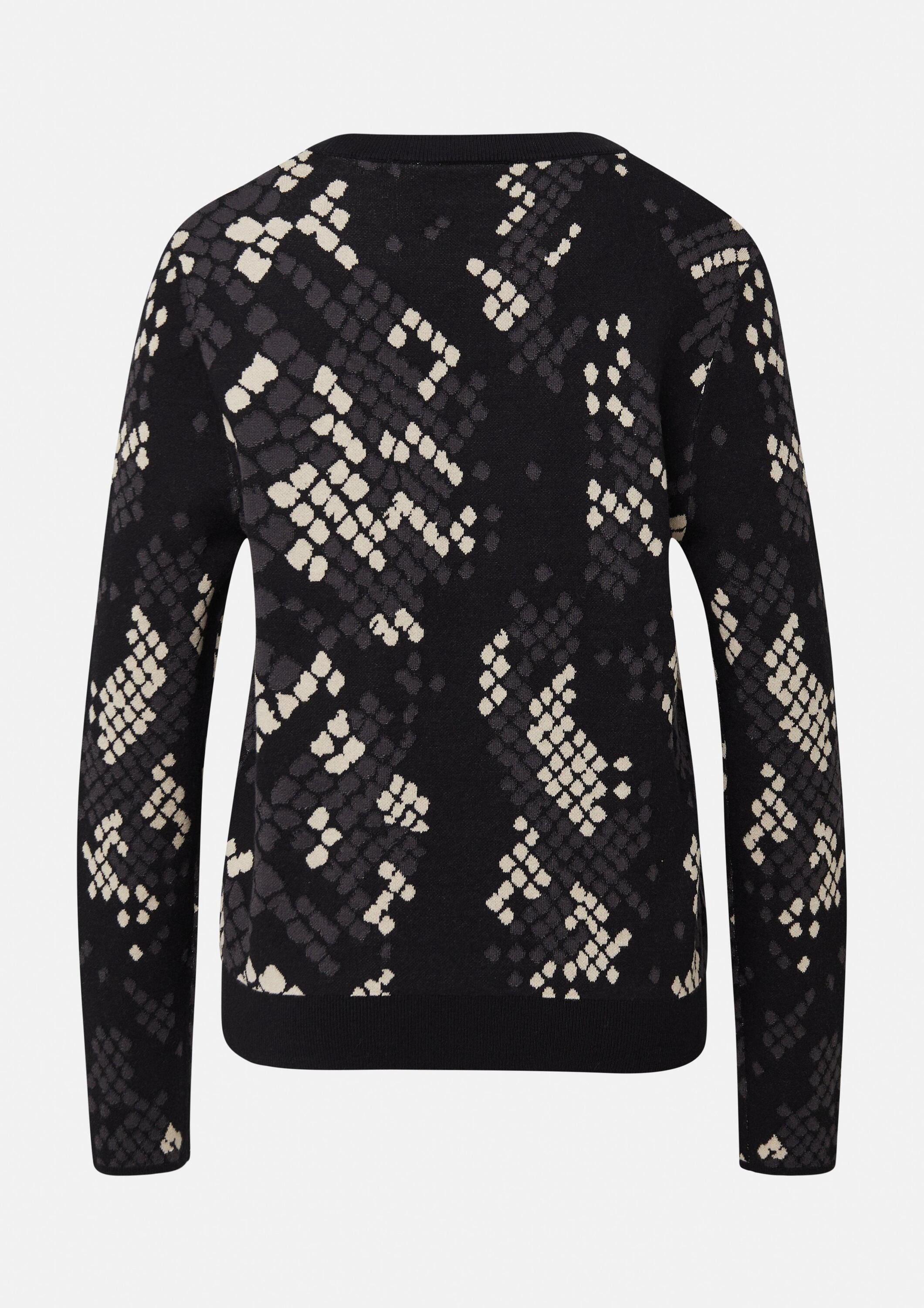 comma Longpullover Strickpullover Feinstrickpullover mit Jacquard-Muster