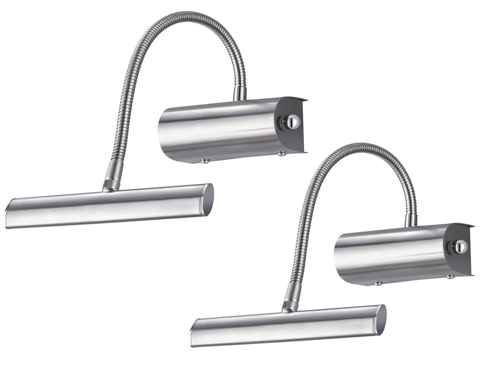 TRIO Leuchten LED Bilderleuchte, Dimmer, LED fest integriert, Warmweiß, 2er Set innen, Bilderleuchte Nachttisch Flexarm dimmbar Silber, H 35cm