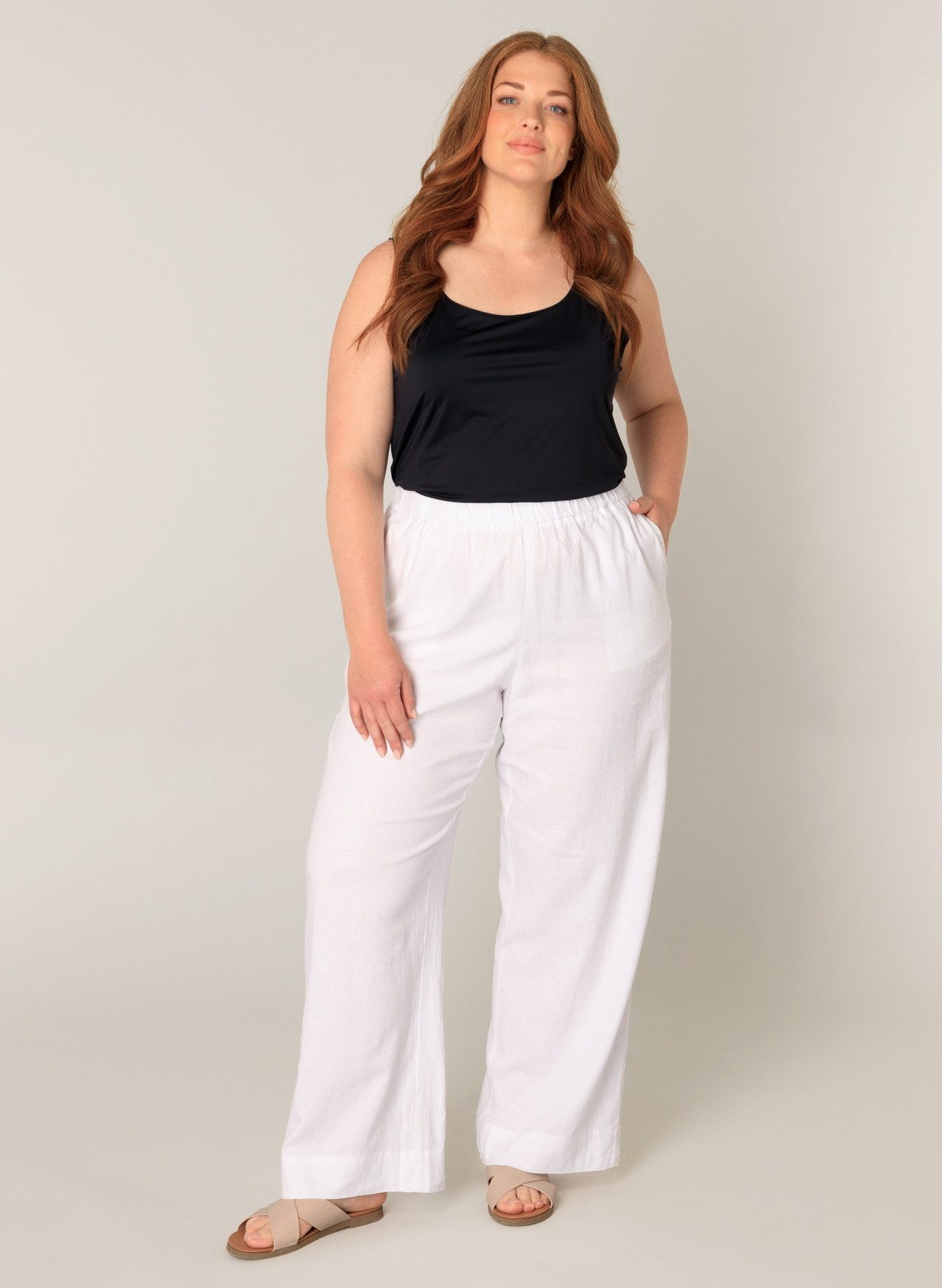 Base Level Curvy Leinenhose Yula Sommerhose, Leinen-Viskose-Mix, mit elastischem Bund