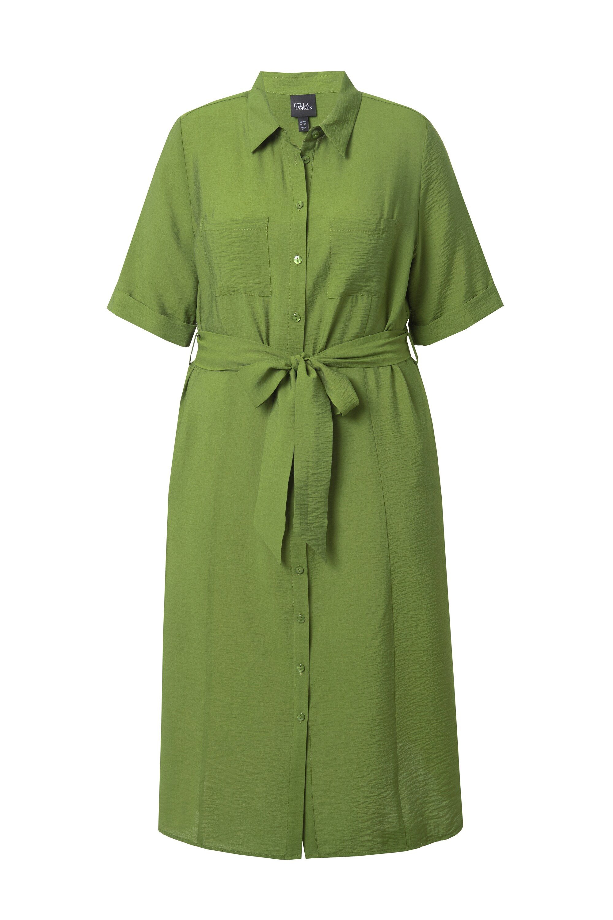 Ulla Popken Hemdblusenkleid Midikleid A-Linie Hemdkragen Halbarm günstig online kaufen