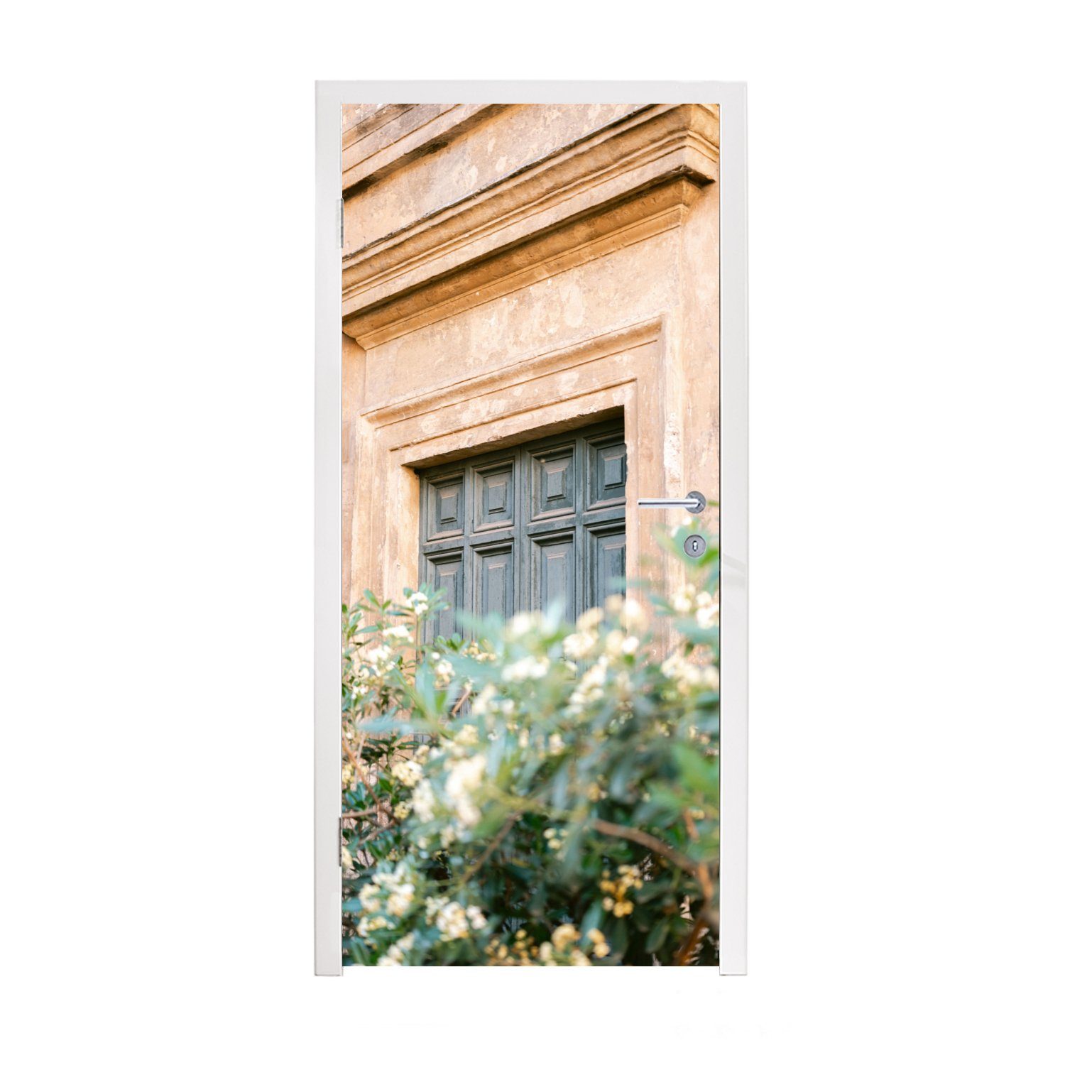 MuchoWow Türtapete Architektur - Tür (1 - Fototapete - Türaufkleber, für - Blumen bedruckt, Matt, cm St), 75x205 Grün Vintage, Tür
