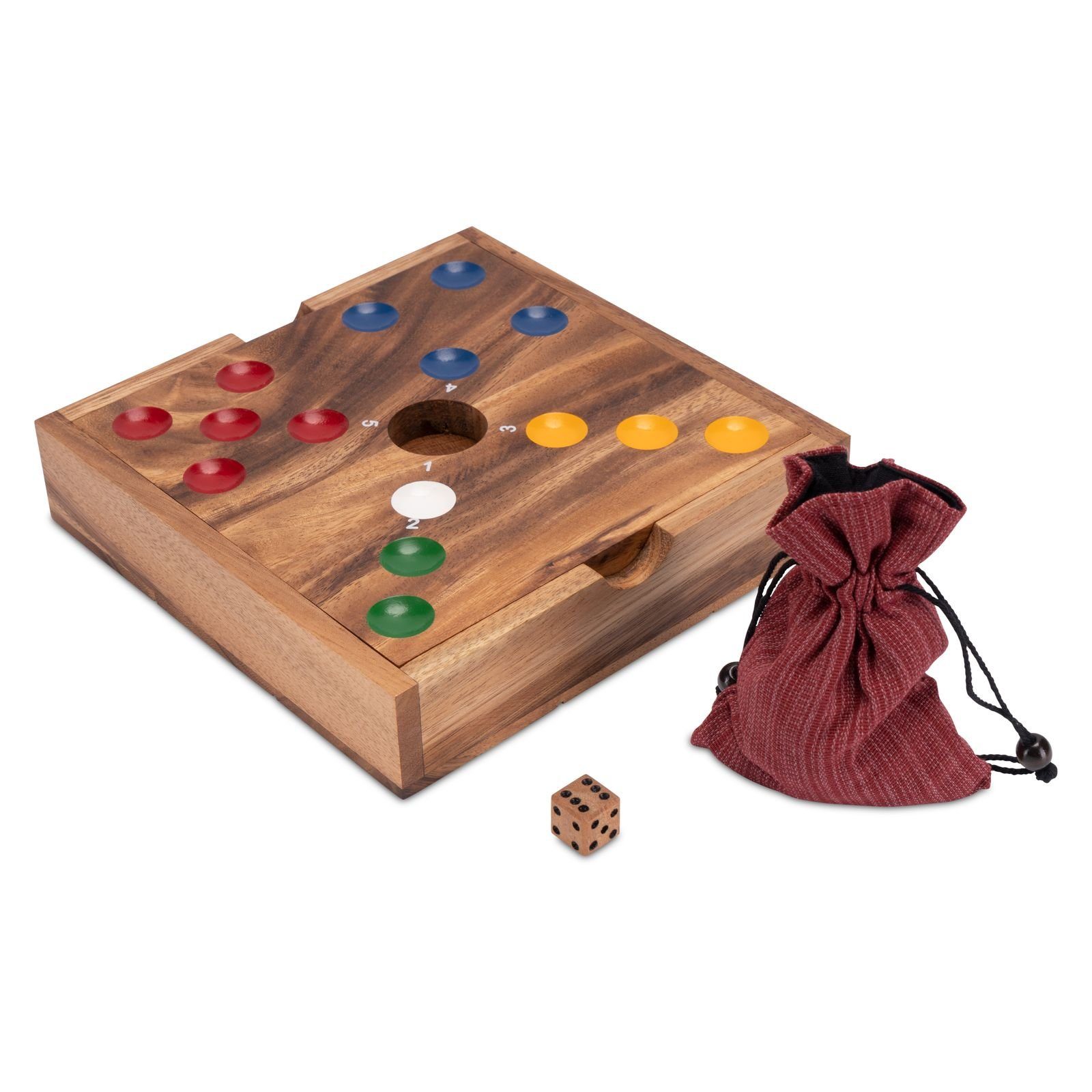 Logoplay Holzspiele Spielesammlung, Big Hole – Würfelspiel aus Holz mit bunten Edelsteinen für 2–6 SpielerHolzspielzeug