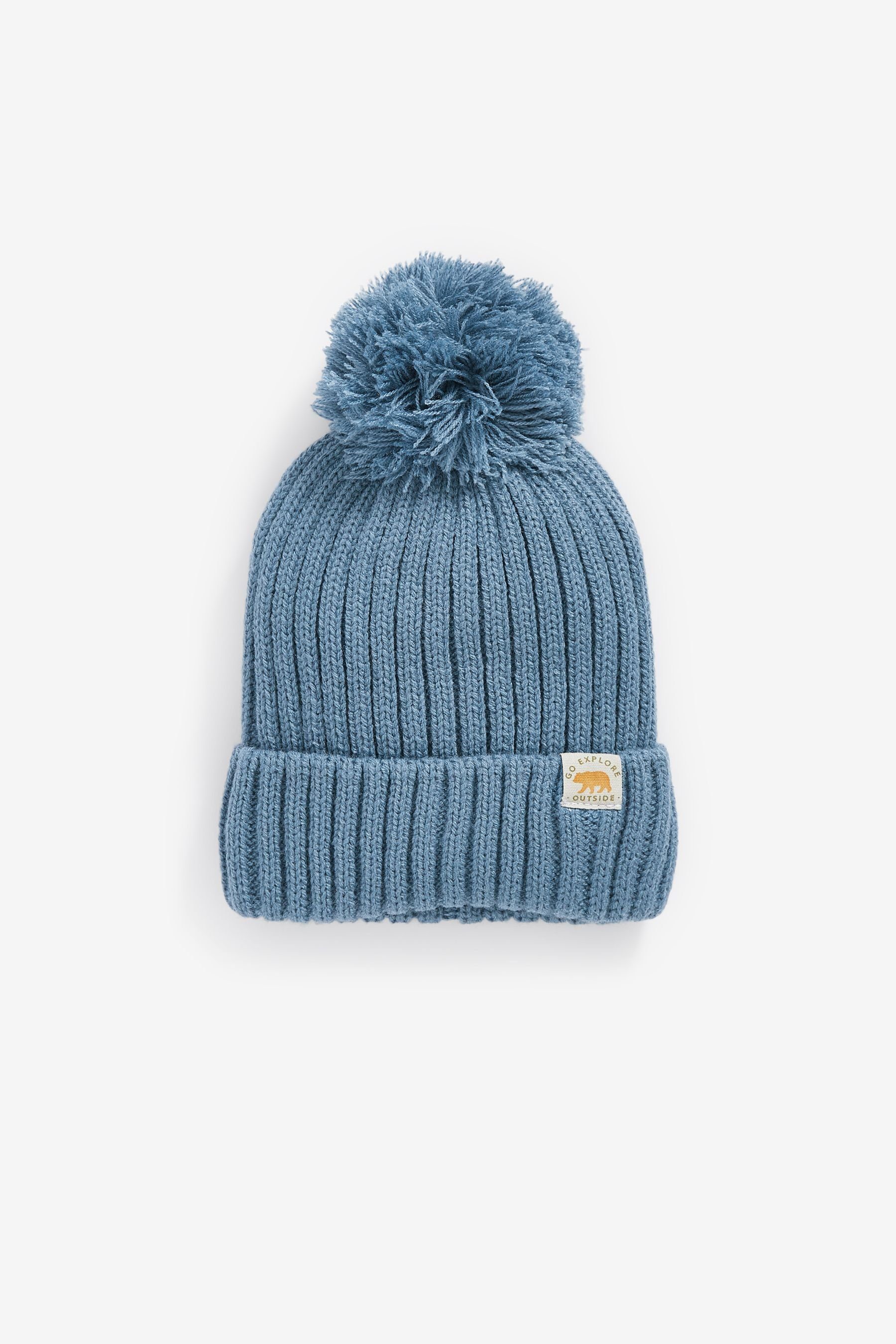 NEXT Bommelmütze Gerippte Strickmütze mit Bommel 1-St mehr