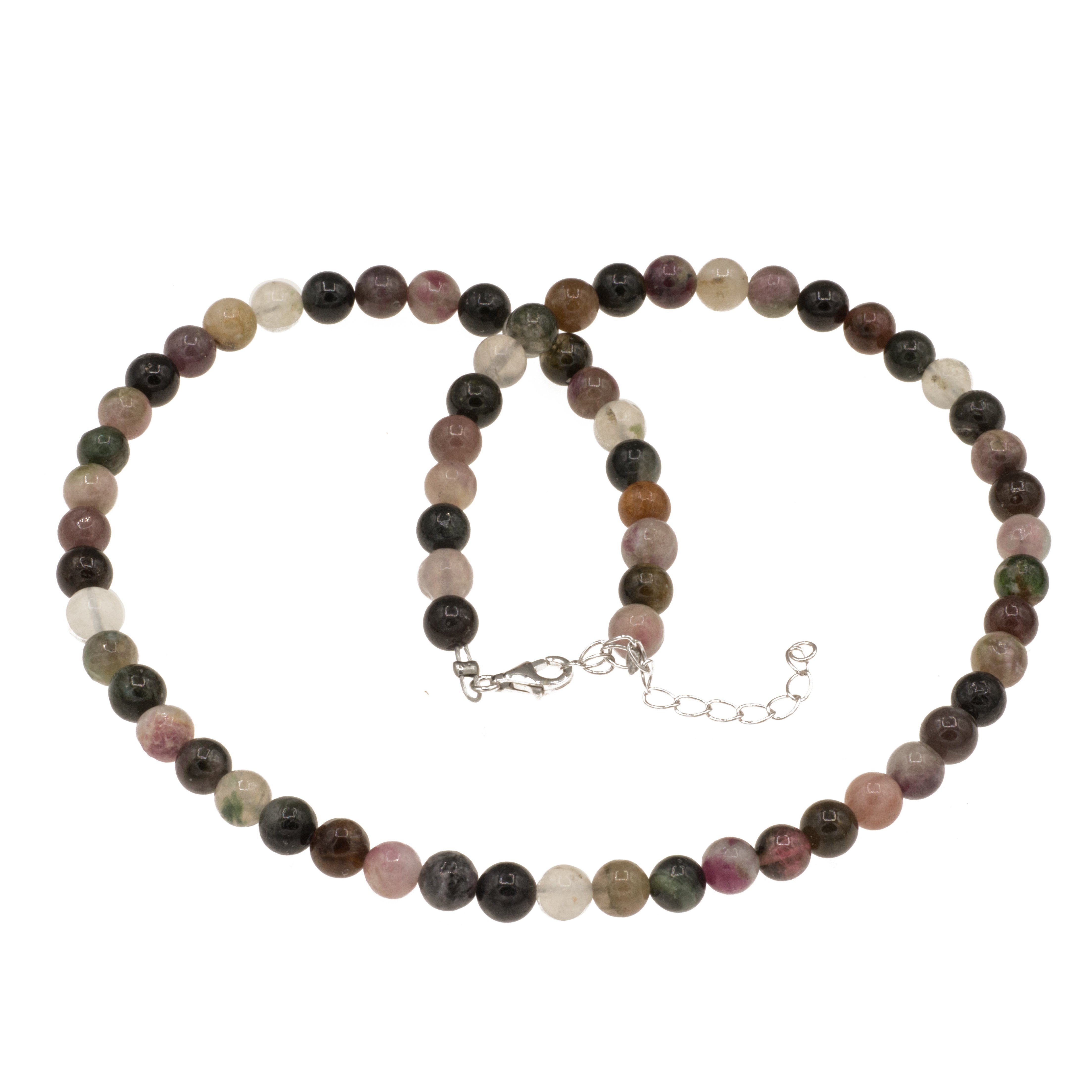 Bella Carina Perlenkette Kette mit Turmalin Edelstein Perlen 6 mm 42 - 47 cm, mit echten Turmalin