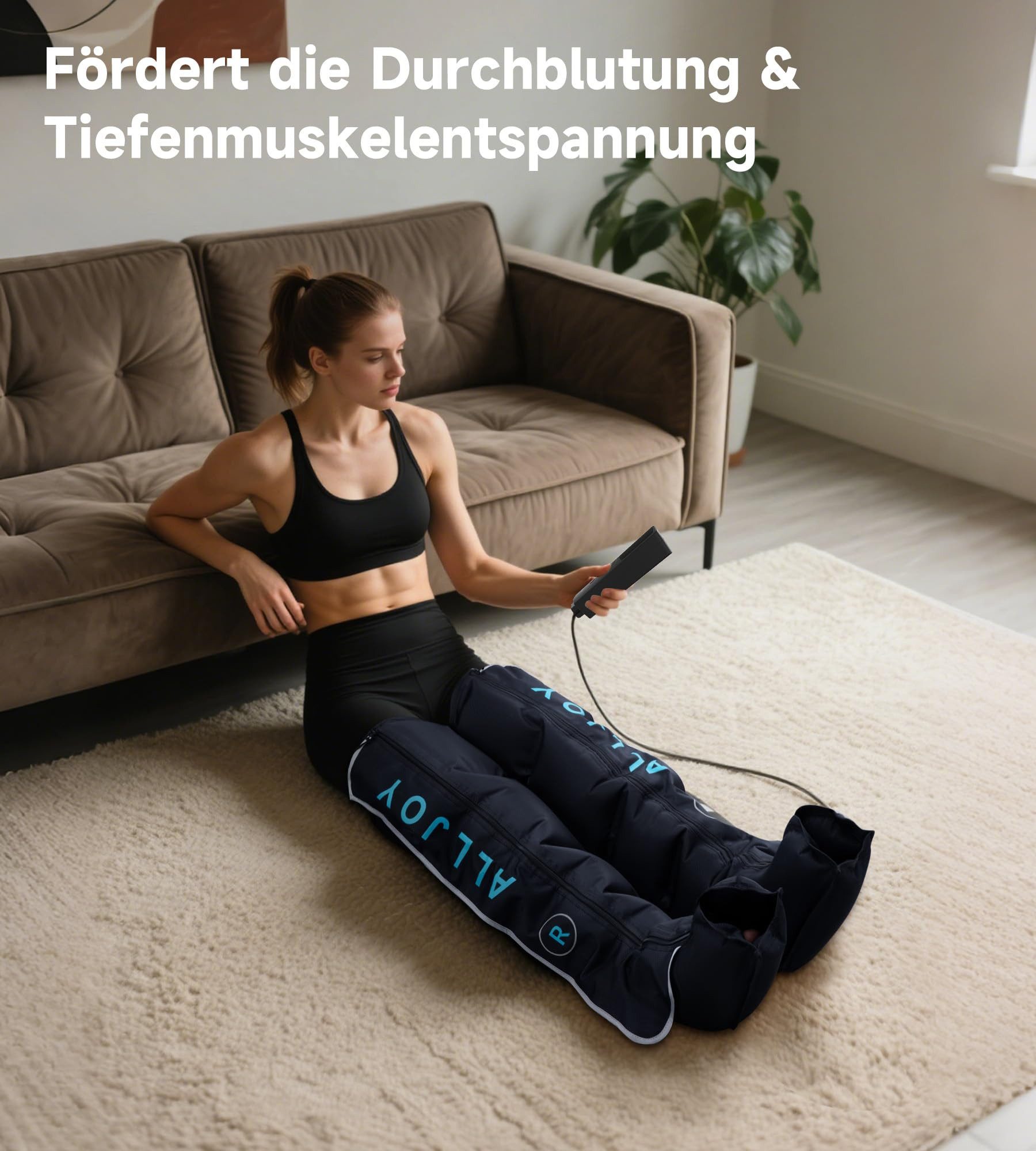 ALLJOY Massagegerät Beinmassagegerät für Durchblutung und Schmerzlinderung, Massagegerät Bein mit Kompression für die Lymphdrainage, sequenzielle Luftkompressio – Bild 3 von 5