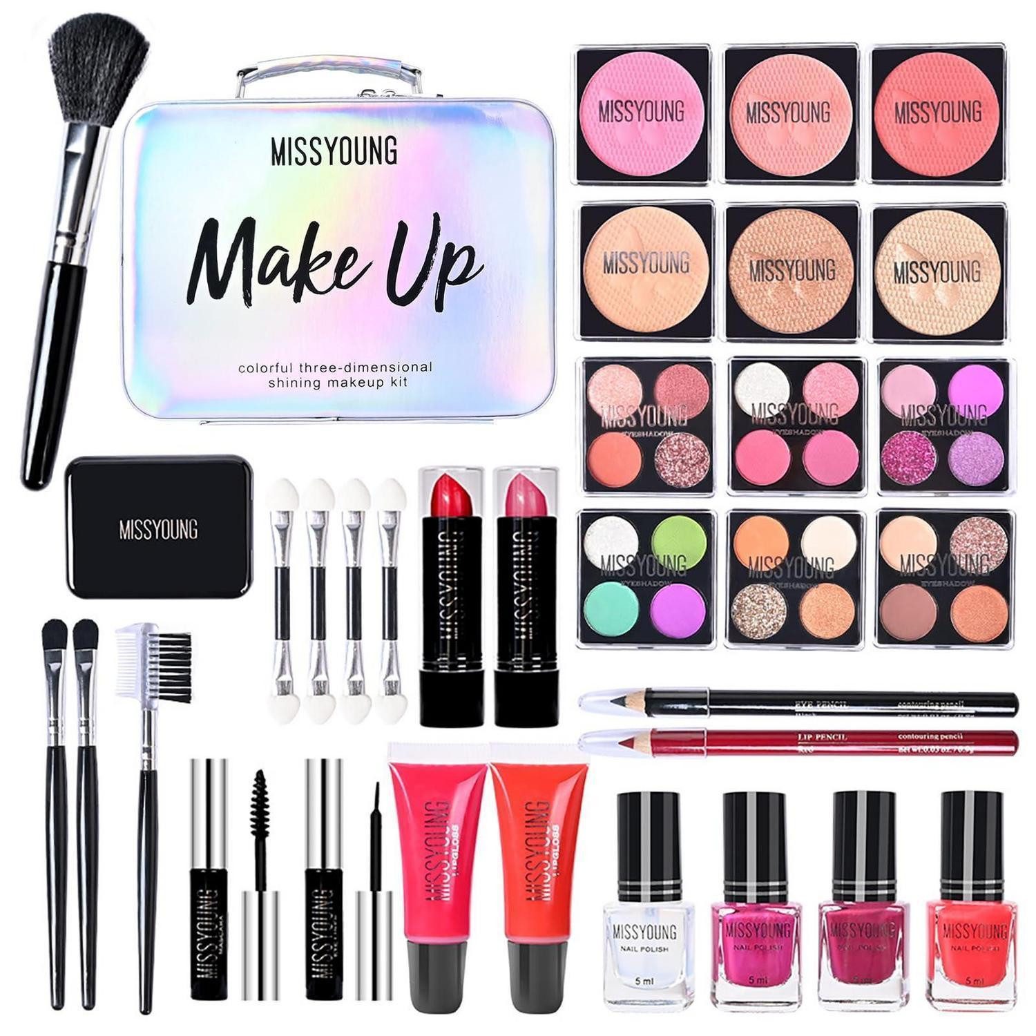 LuxusKollektion Schmink-Set Damen Make-up Set Lidschatten Lippenstift Eyeliner Mascara