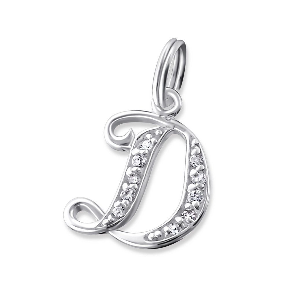 BUNGSA Кулон Set Кулон Buchstaben mit Kristall Silber aus 925 Silber Unisex (1-tlg), Pendant Halsketten