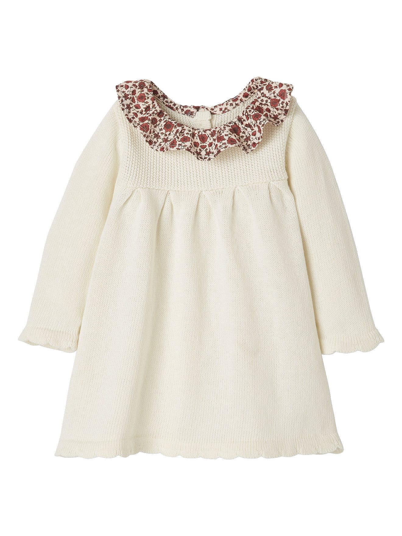 Minikleid Baby Strickkleid mit Stoffkragen