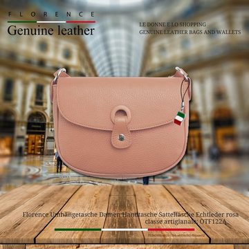 FLORENCE Schultertasche Florence Damen Umhängetasche Abendtasche (Schultertasche), Damen Leder Schultertasche, Umhängetasche, rosa ca. 21cm