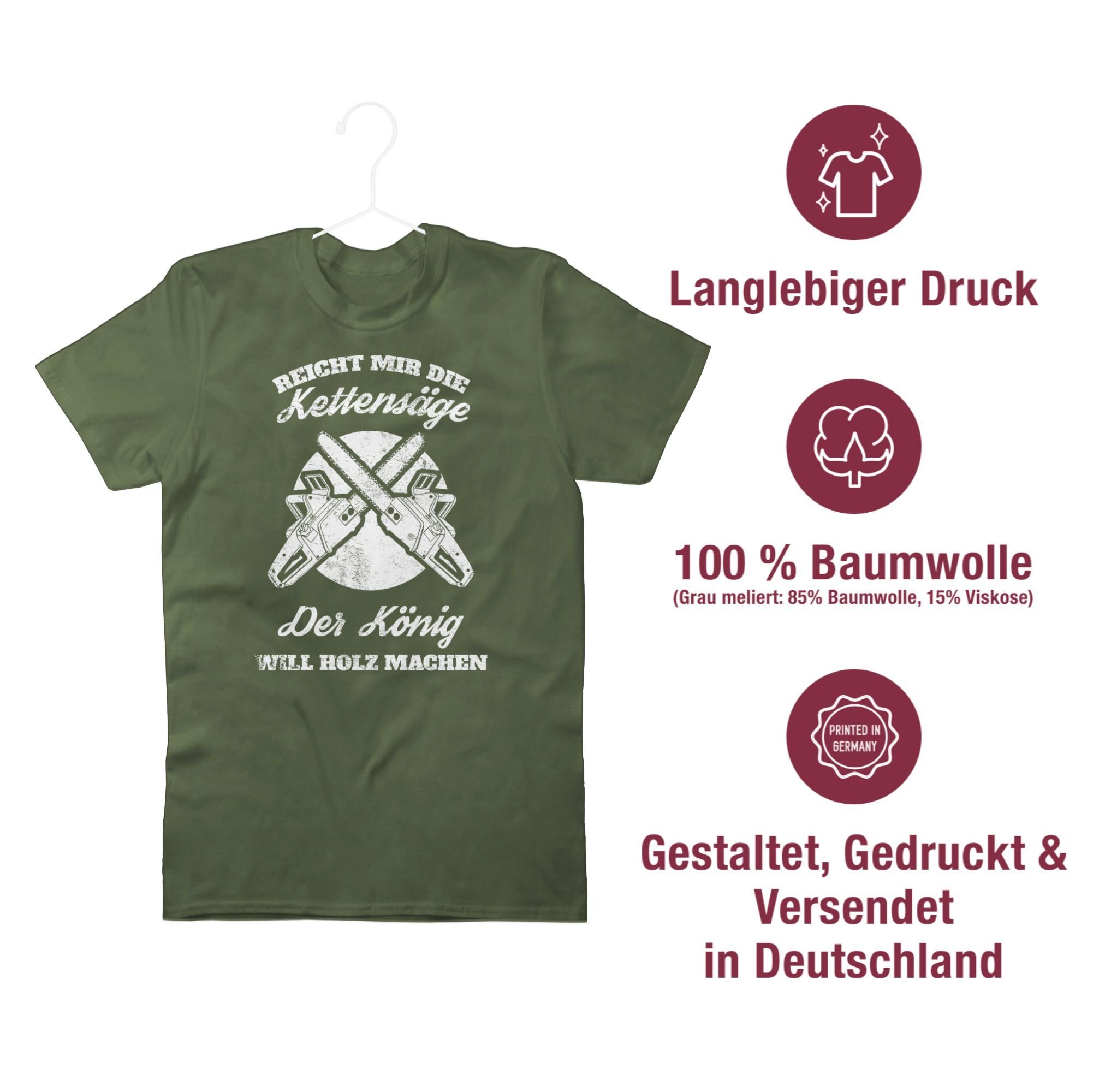 Sprüche T-Shirt Grün Shirtracer Reicht Army die mir Statement Kettensäge 03