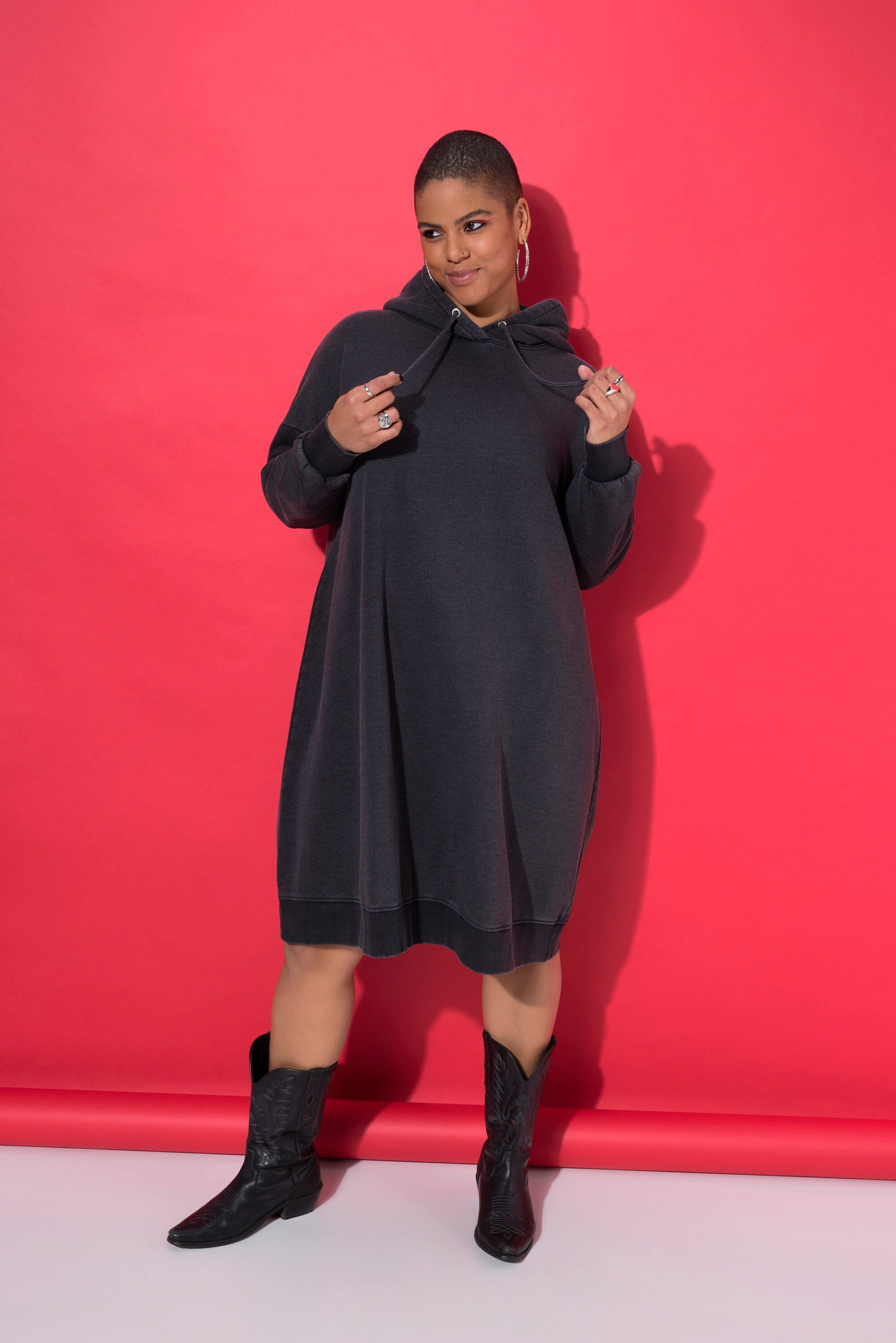 Studio Untold Minikleid Sweatkleid oversized Kapuze Acid Wash