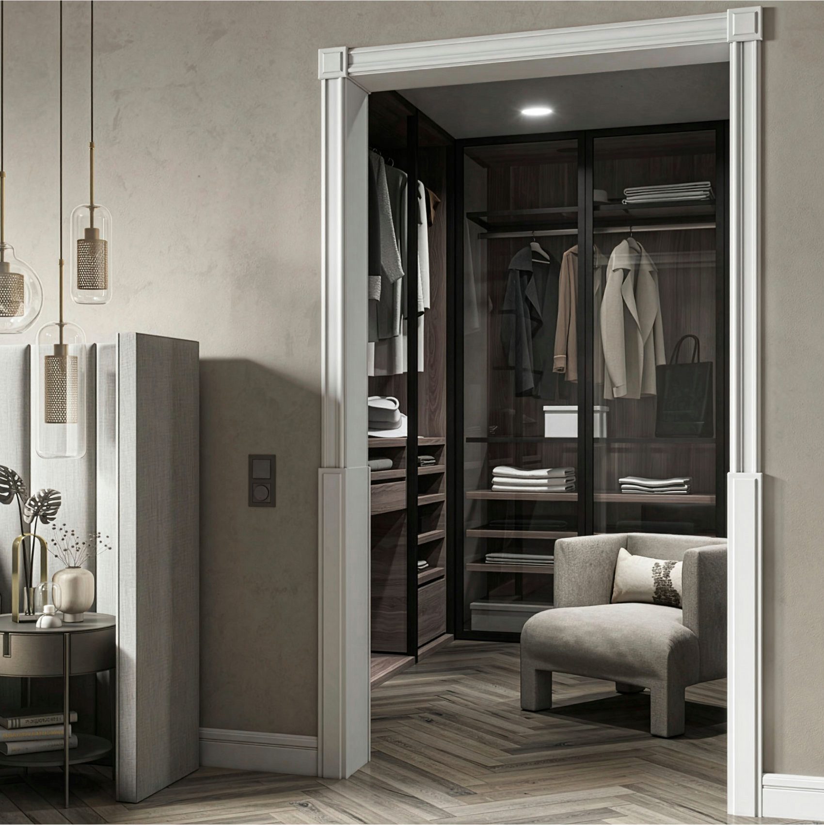 Hexim Wanddekoobjekt Aria weiß laminiert (Durchgangszargen weiß – Durchgangsfutter bis 2100 mm Höhe & 1200 mm Breite, Türzargen laminiert (Aria) – Dufu Türrahmen, Türumrandung, Bausatz aus MDF offene Türzarge)