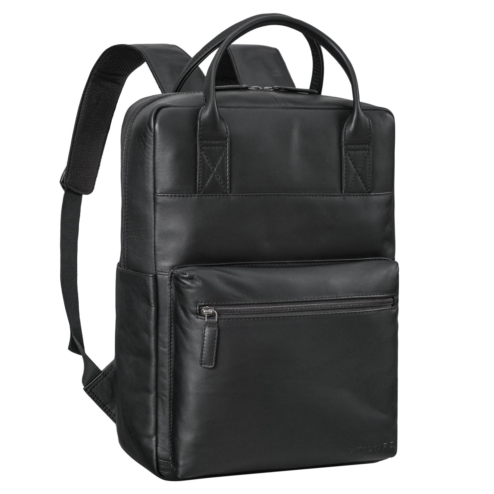STILORD Notebookrucksack "Topaz" Großer Leder-Rucksack Laptopfach 16 Zoll Herren Damen