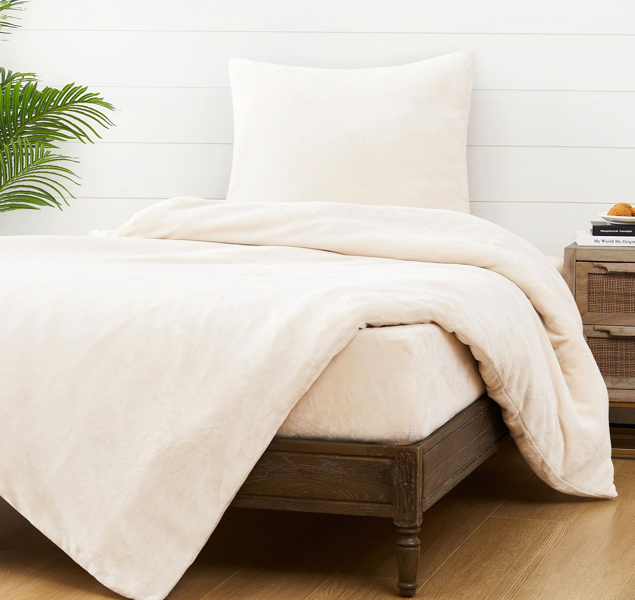 JACK Bettwäsche JACK Teddy Flausch 135x200cm Weiß Grau Anthrazit Blau, Fleece, 2 teilig, kuschlig, weiche Oberfläche, superweicher Cashmere-Touch – Bild 3 von 5