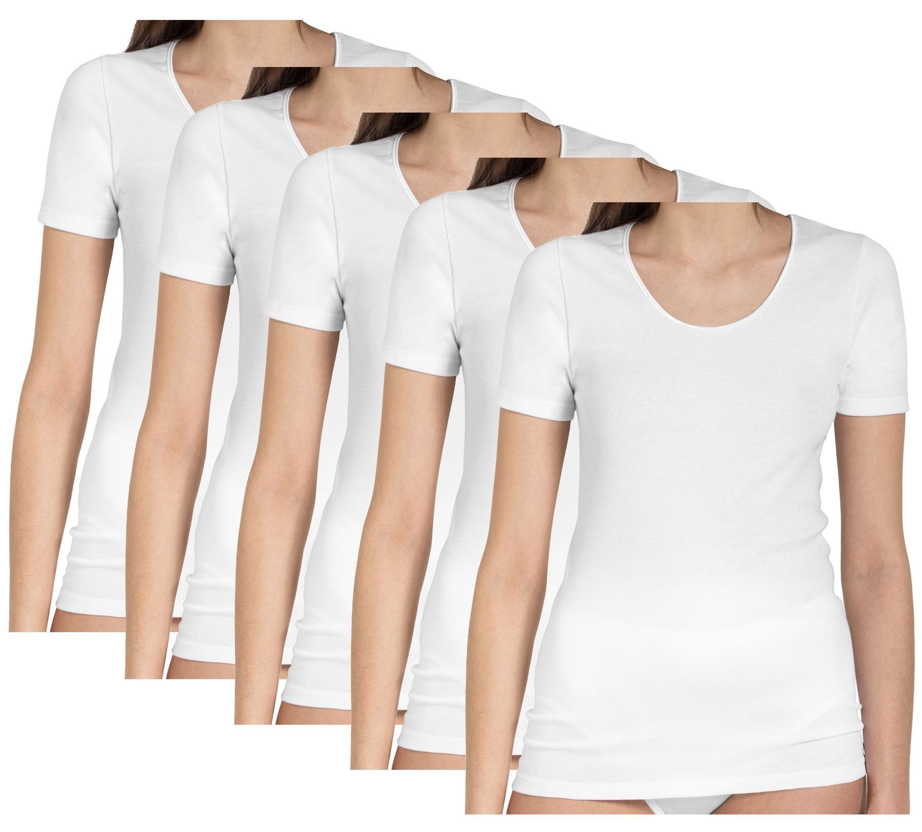 HAASIS Bodywear Optimale pflegeleicht, hautfreundlich Unterhemd 1919 Damen formbeständig, Passform, 5er 66501620-weiss (Packung, 5-St., Shirt Pack)