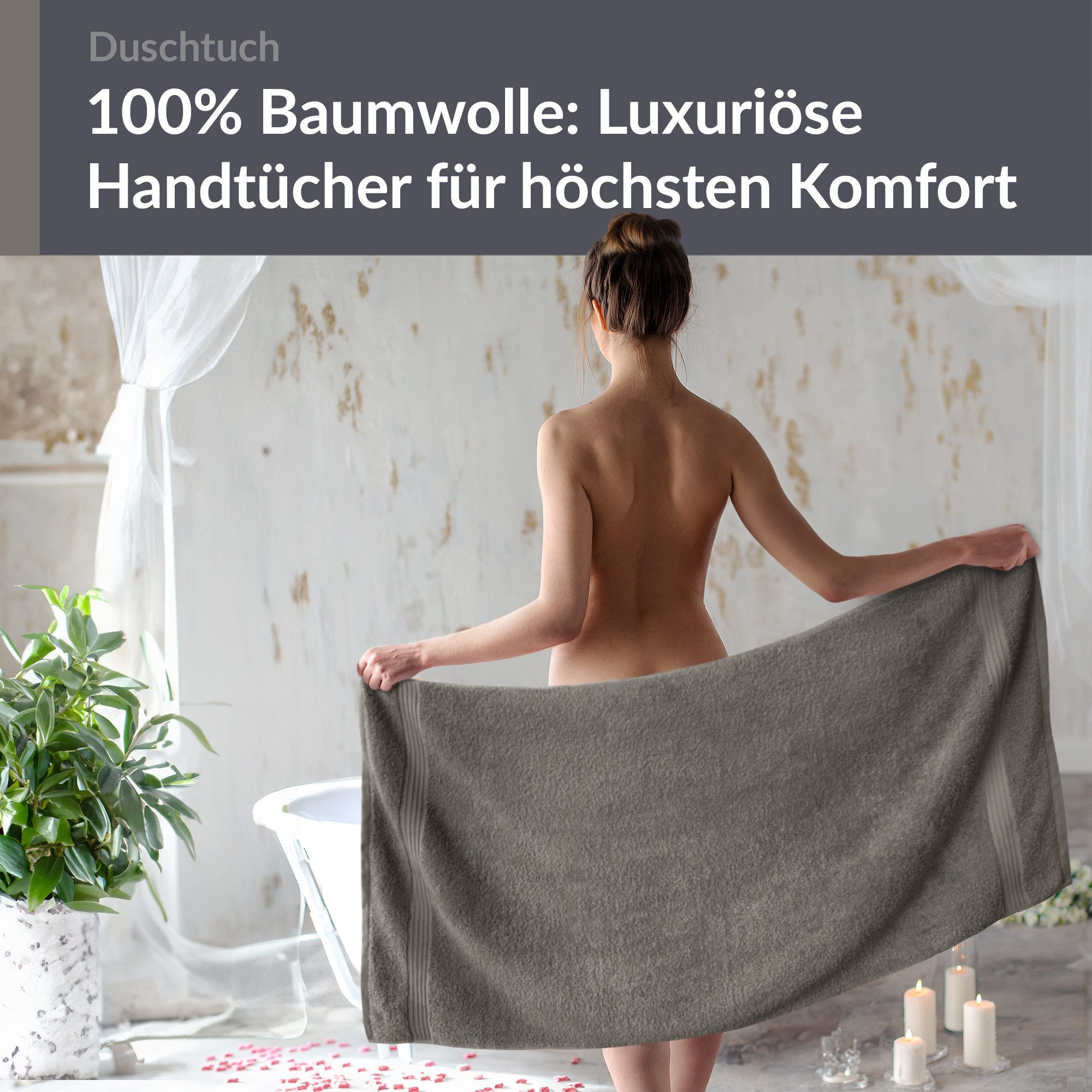 Lashuma Duschtuch - Badetuch Linz, Frottee (1-St), Flauschiges Badetuch grau 70x140 cm