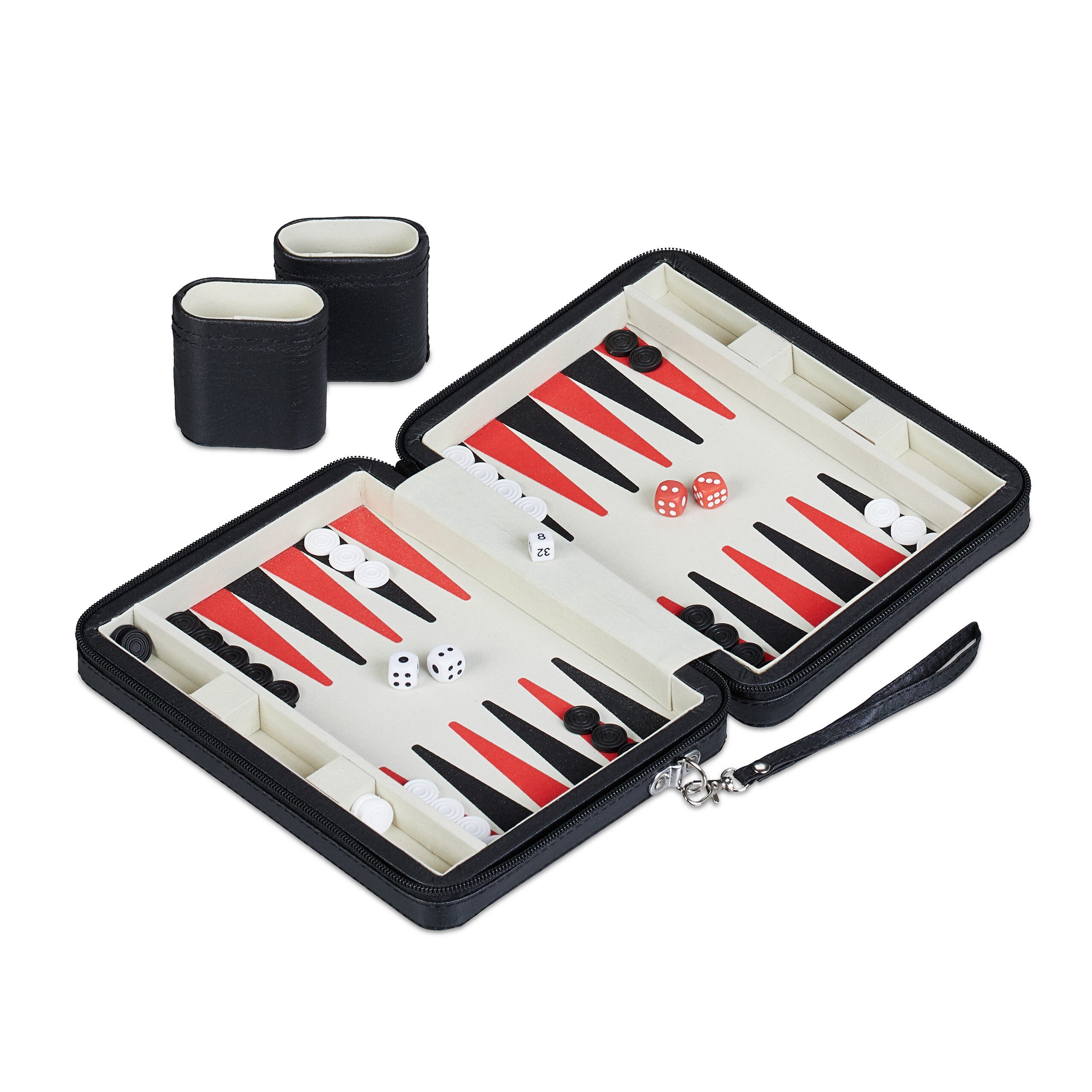 relaxdays Spiel Backgammon Reisespiel, Strategiespiel, Schwarz