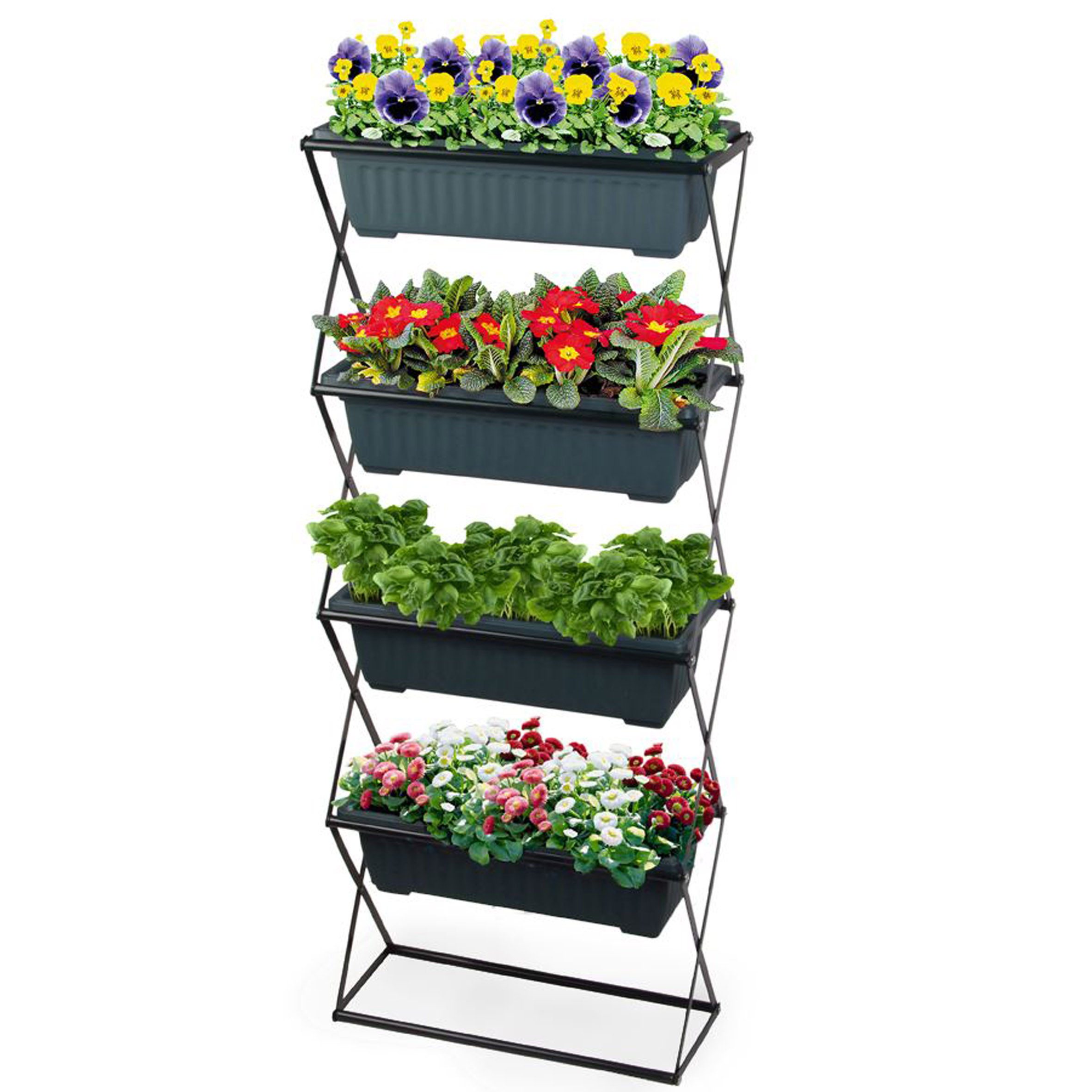 Spetebo Blumenkasten Blumenkastenhalter mit 4 Kästen ca. 125 x 51,5 c