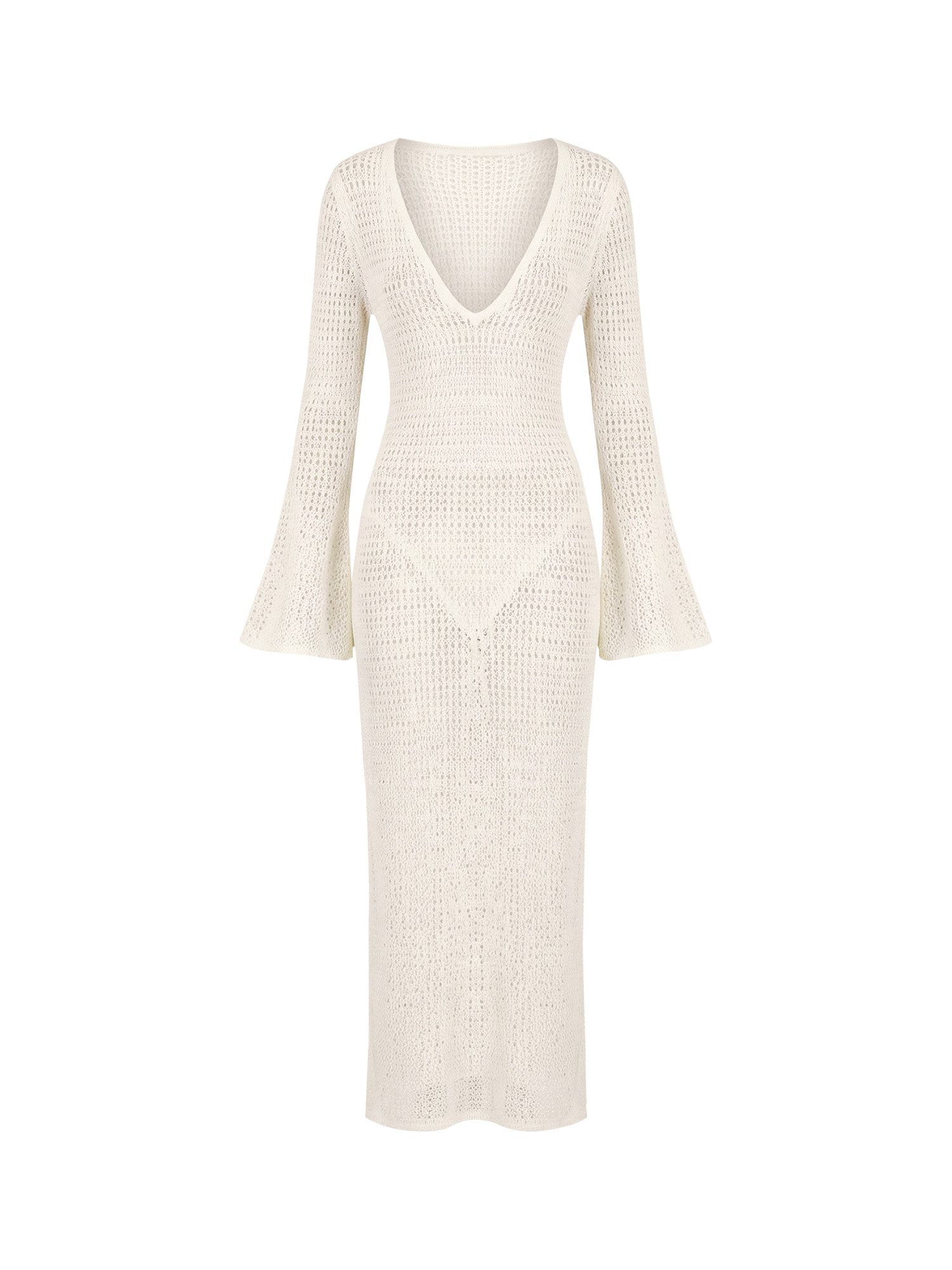 Strandkleid Damen Häkelstrick Beach Bikini Cover-Up Strandüberwurf