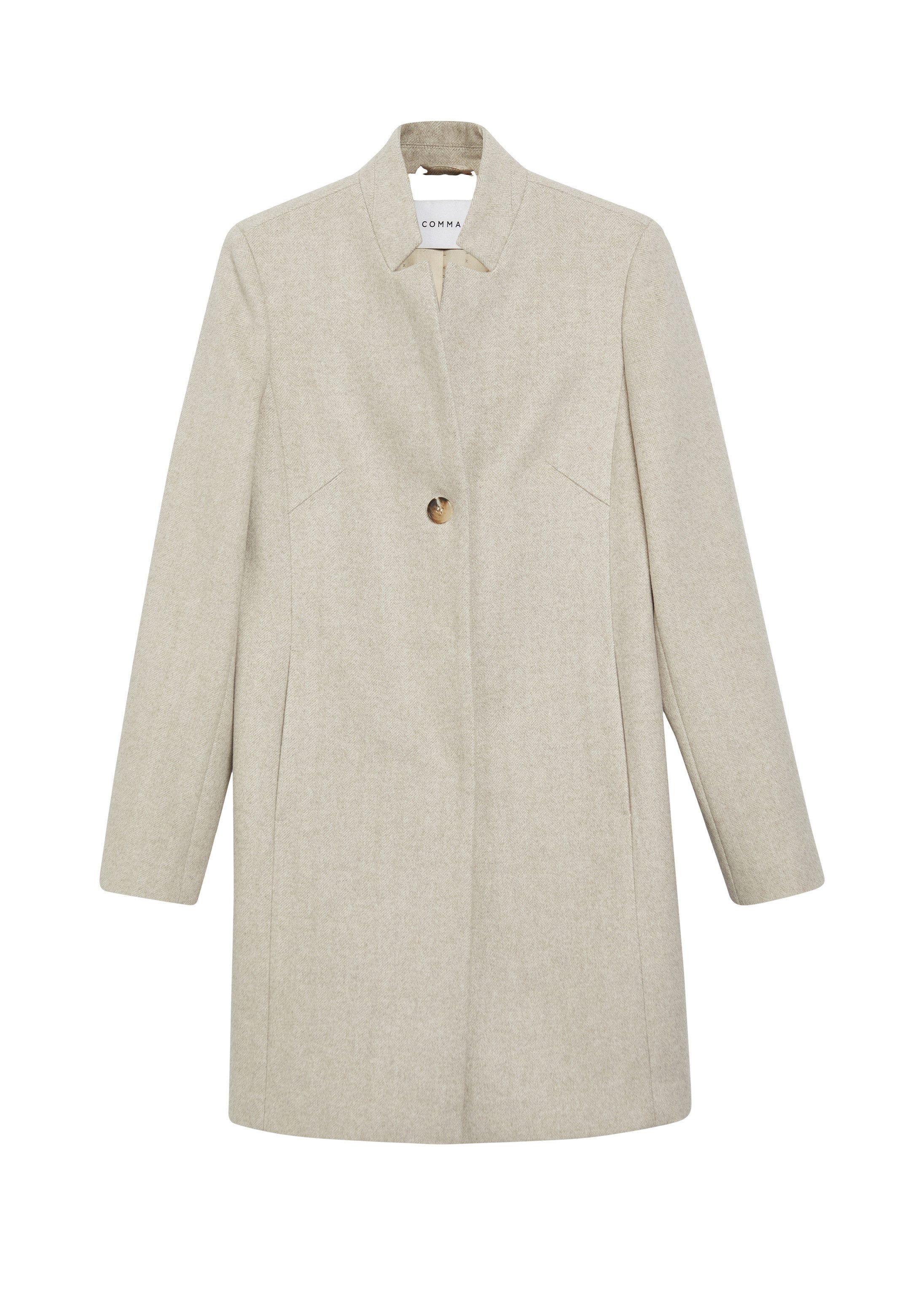 comma Wintermantel Outdoor-Mantel Taillierter Blazer-Mantel mit dezentem Herringbone-Muster