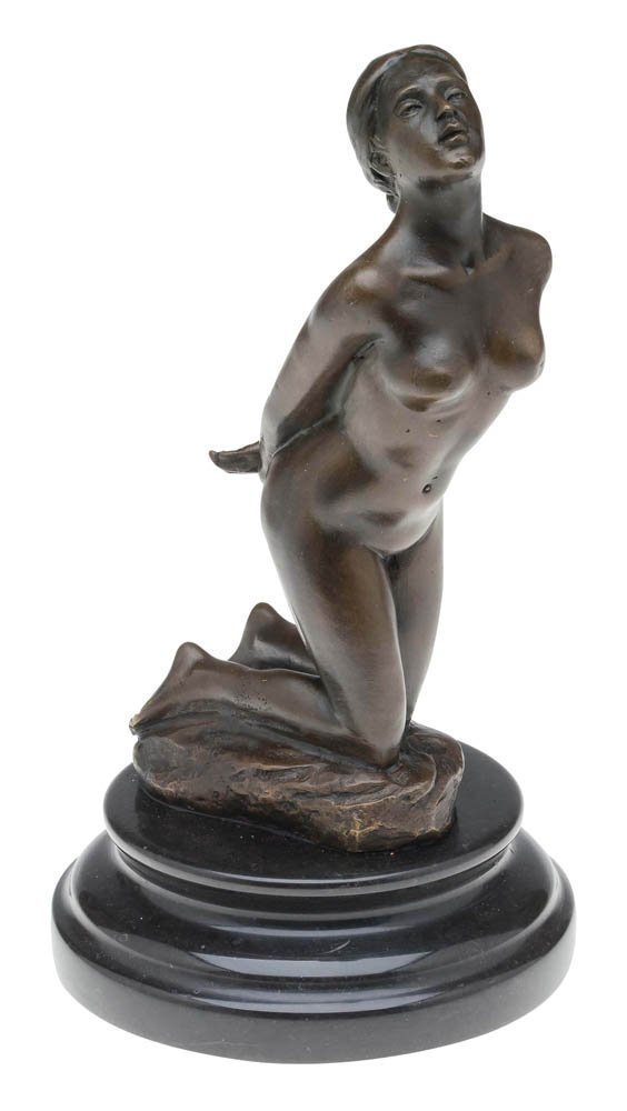 Figur Bronzefigur Erotik Aubaho Bronzeskulptur Frau Antik-Stil Skulptur kniende Bronze