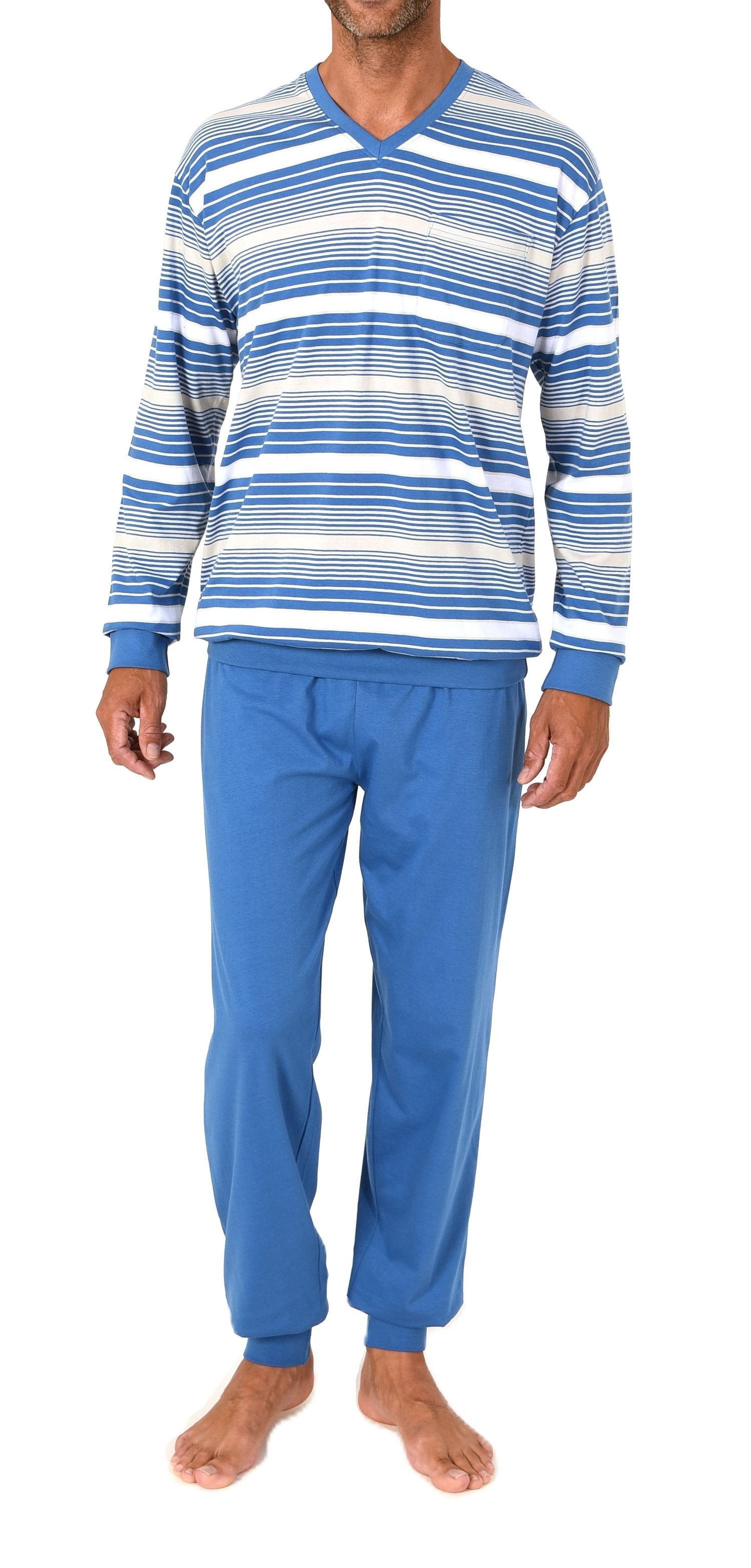 Pyjama Normann Herren Schlafanzug lang mit Bündchen - auch in Übergrössen