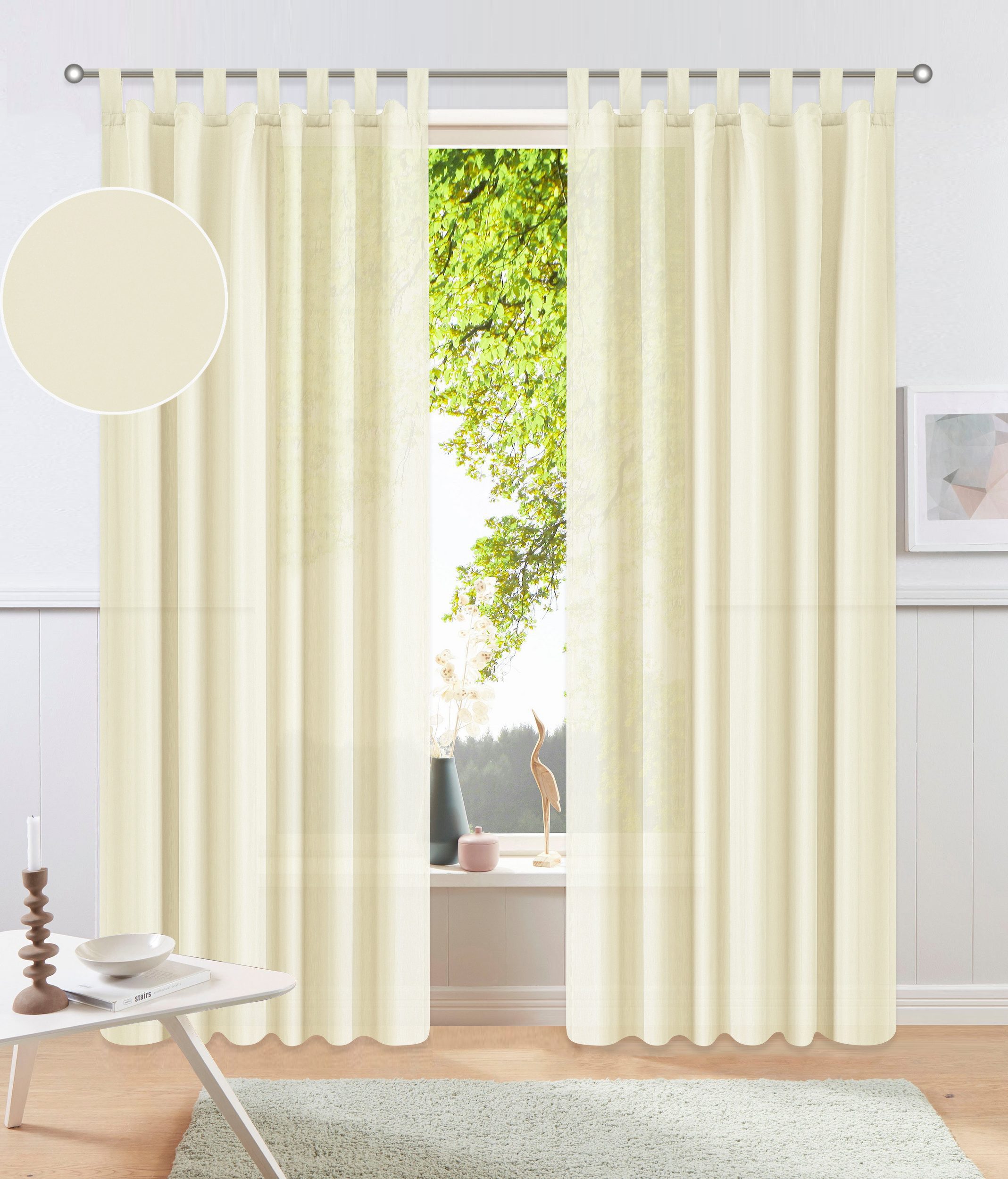 OTTO home Vorhang Raja (2 St), Schlaufen, blickdicht, Polyester, 2er-Set, Bestseller, einfarbig, modern, pflegeleichte Mikrofaser