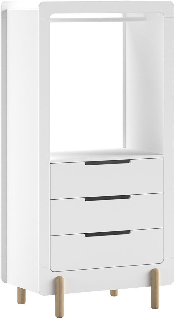 Vipack Stauraumregal, als Regal o. Hängemöglichkeit nutzbar, 3 gr. Schubladen, Weiß lackiert