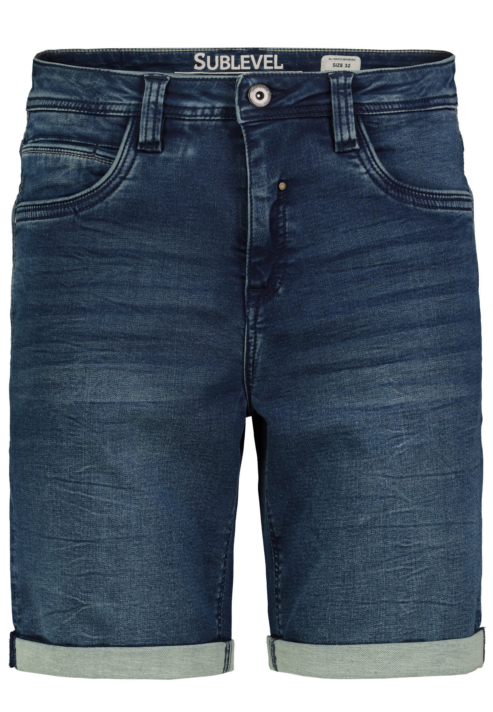 SUBLEVEL Jeansshorts Sommerliche Denim Bermuda mit Umschlag Bermuda_Shorts