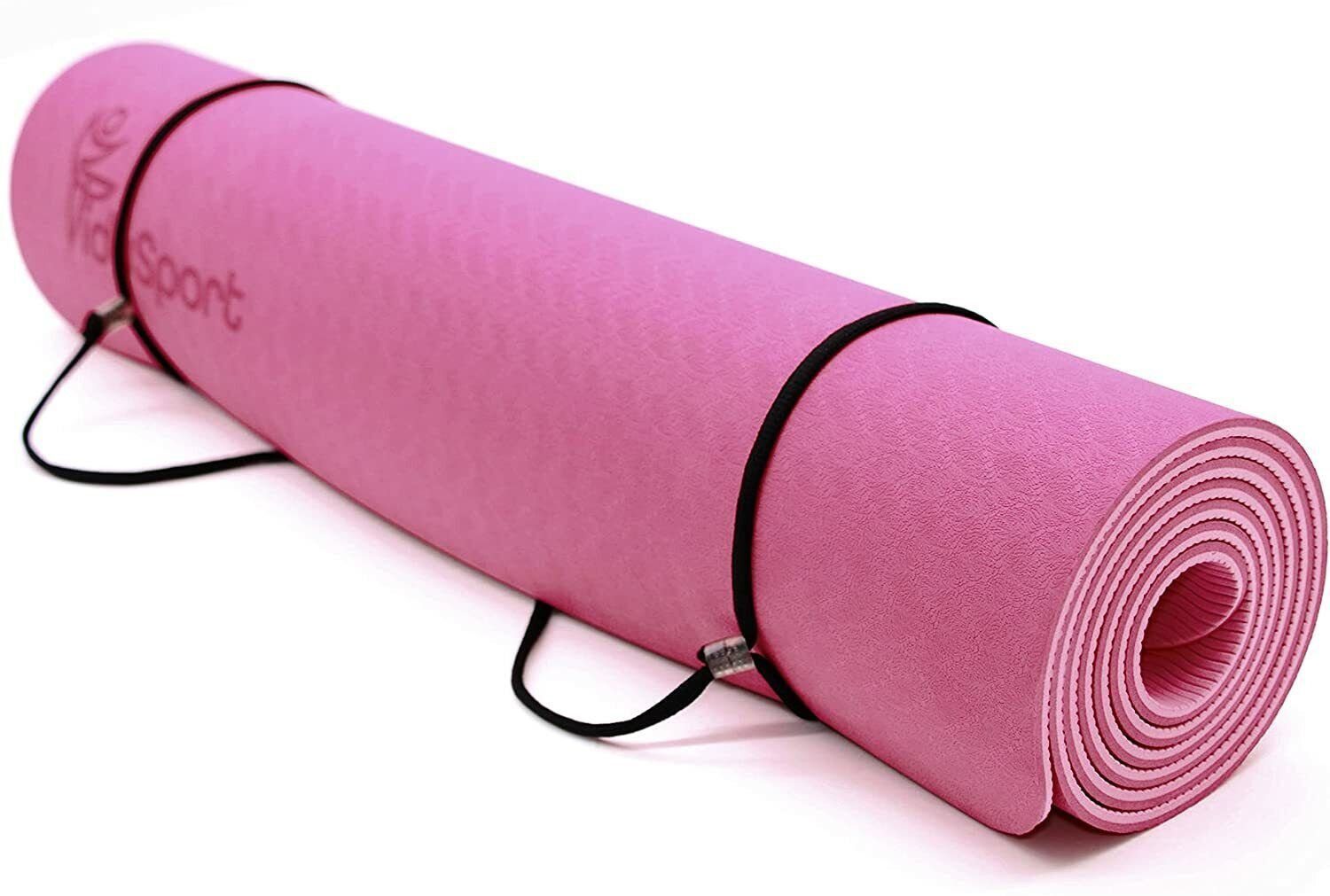 Fidusport Yogamatte TPE Gymnastikmatte Fitnessmatte Turnmatte 183x61cx0,6cm Rosa, Alignment-Markierungen, Erhöhte Struktur, Rutschfest