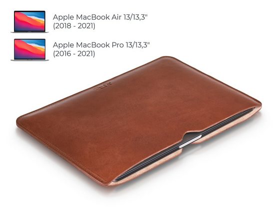 PURE Leather Studio Laptop-Hülle »13 Zoll MacBook Hülle AVIOR« MacBook Pro Air/Pro 13 -13,3" 33,8 cm (13,3 Zoll), Lederhülle für Apple MacBook Air/Pro 13 Zoll Schutzhülle Laptop-Hülle Sleeve Cover Case