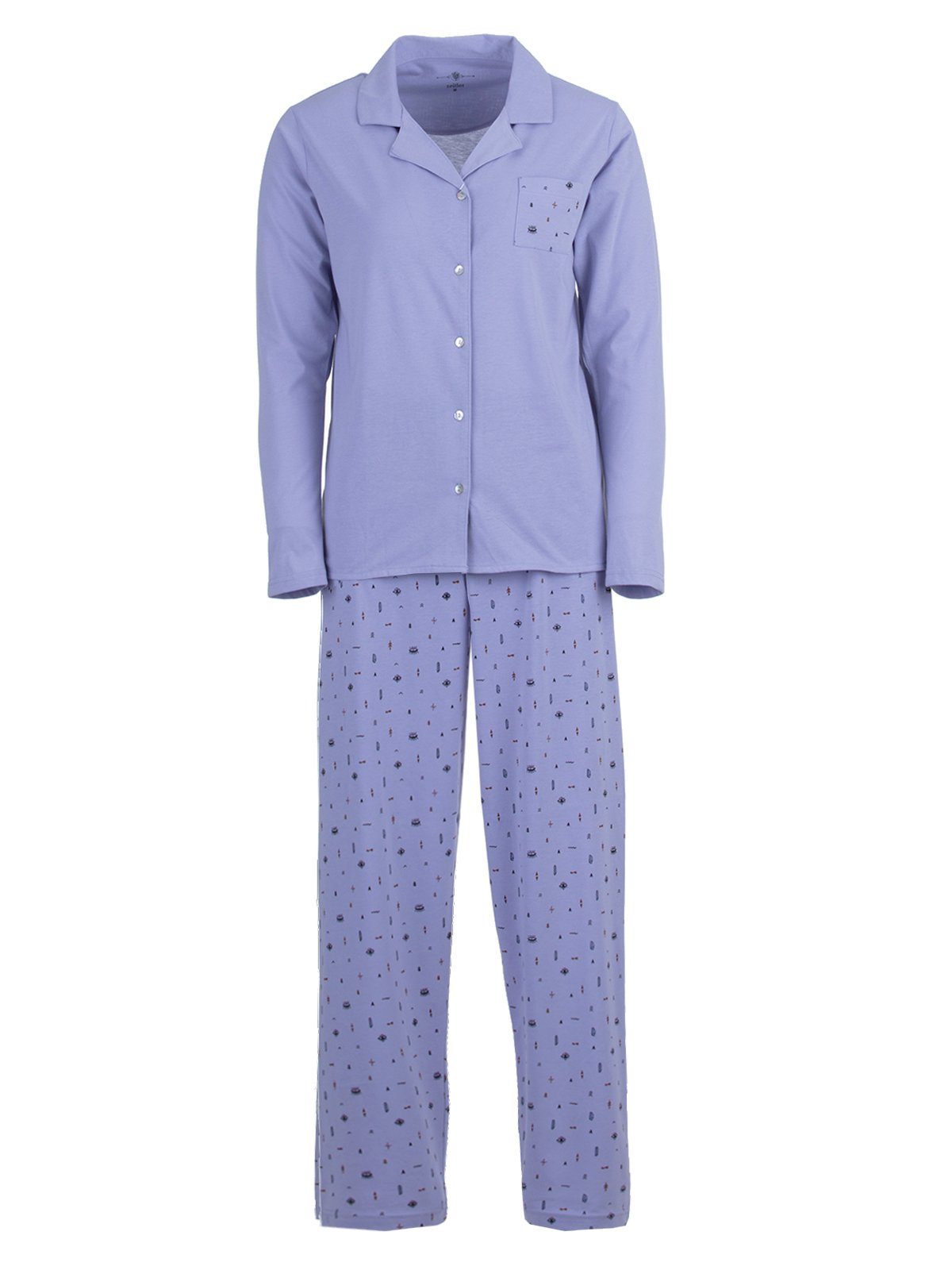 zeitlos Schlafanzug Pyjama Set Langarm - Auge flieder