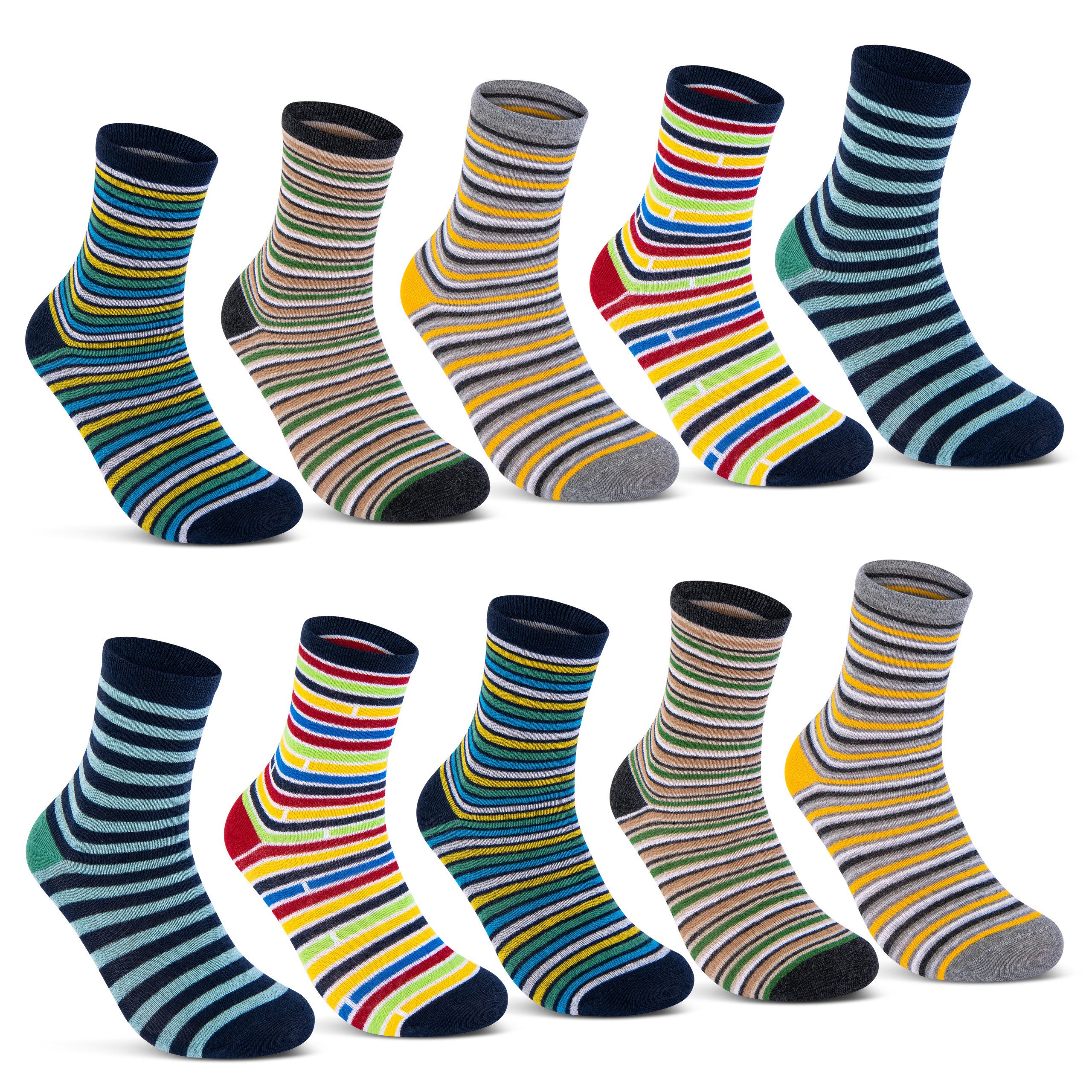 sockenkauf24 Socken 10 Paar Kindersocken für Jungen lang Kinder Socken mit weichem Bund