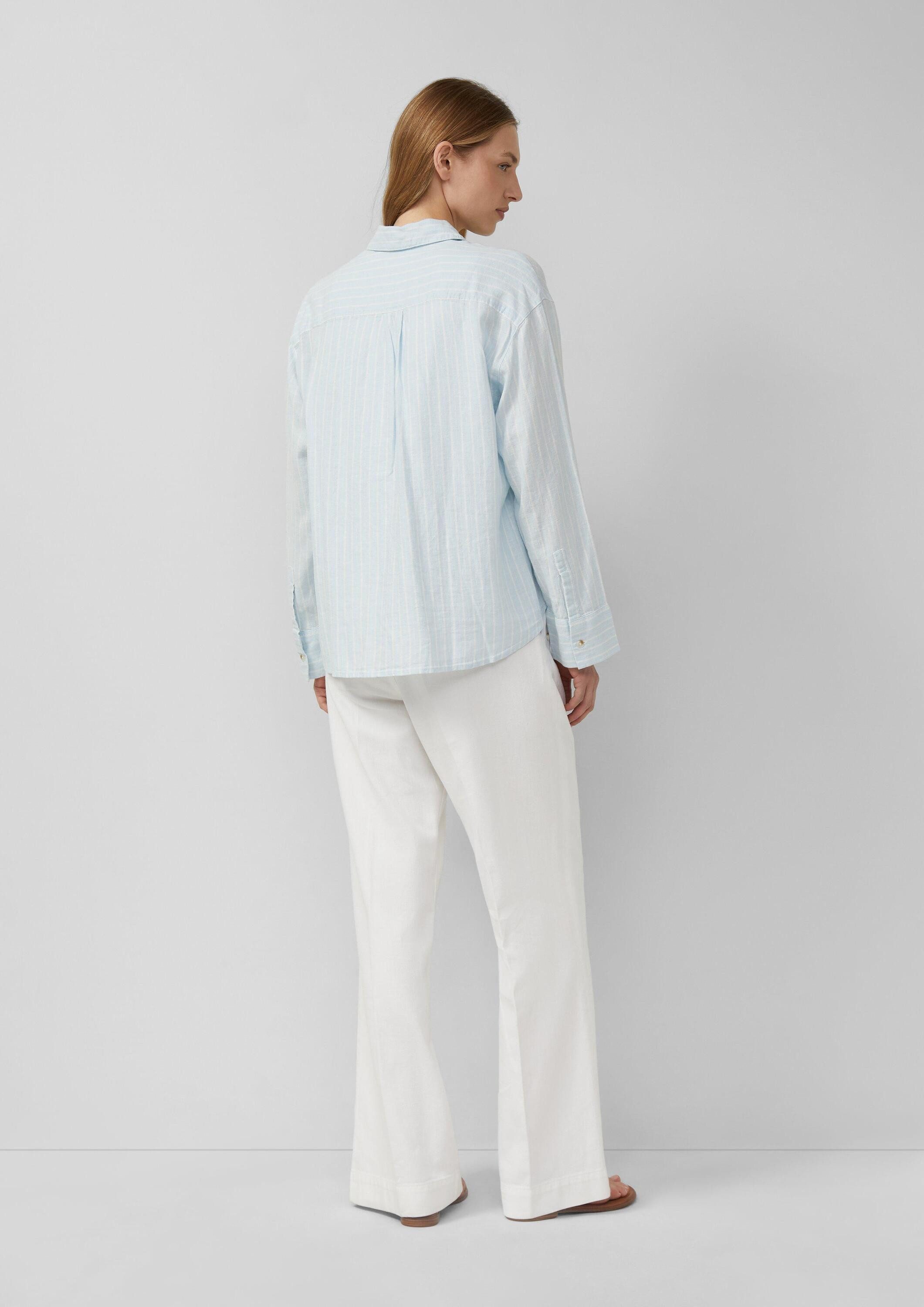 s.Oliver Langarmbluse Bluse Gestreifte Bluse aus Leinenmix