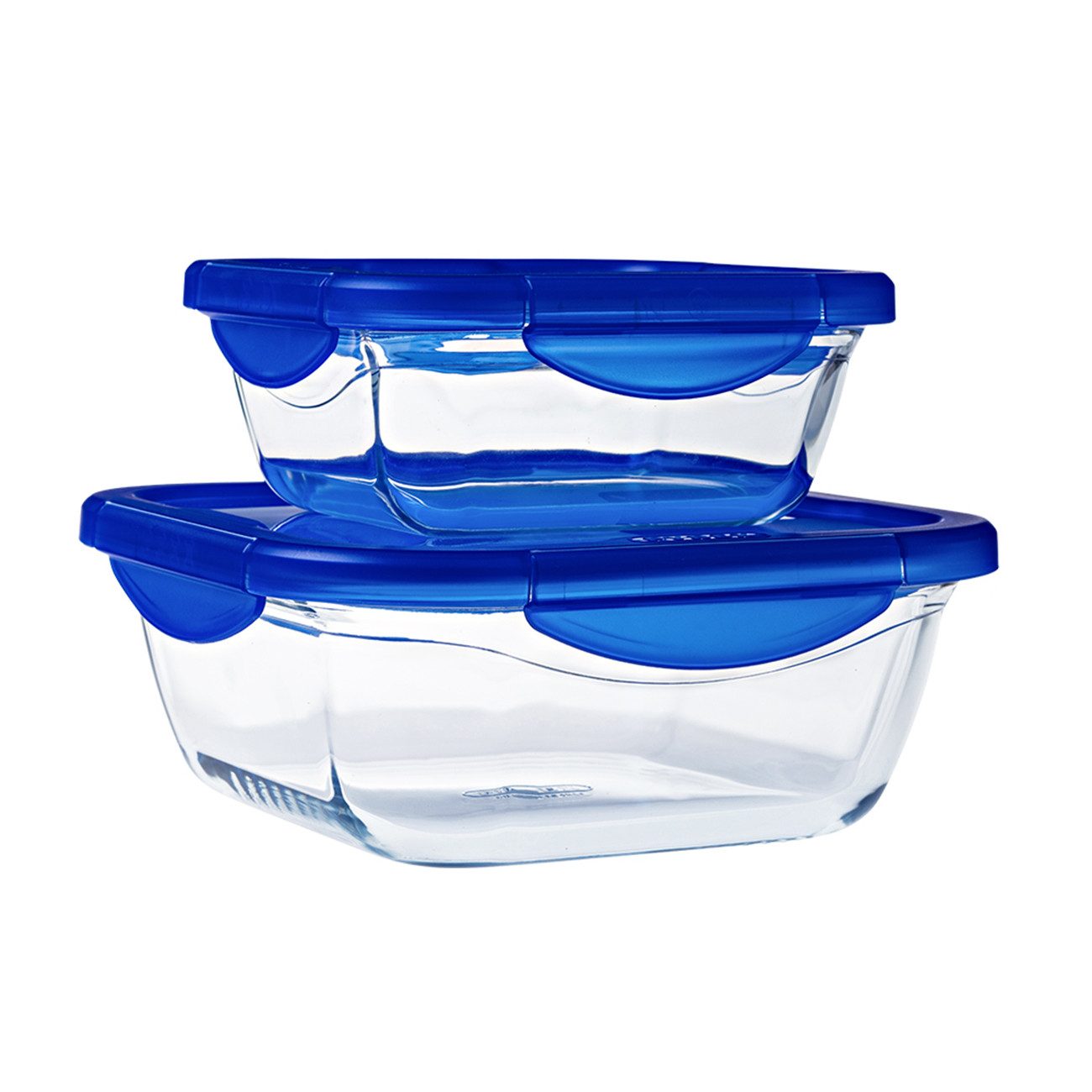 PYREX Frischhaltedose Cook&Go - Set aus 2 luft- und tropfdichten Frischhaltedosen, (Set, 2er-Set, quadratisch), hitzebeständiges Glas, Made in France, stapelbar, BPA-frei