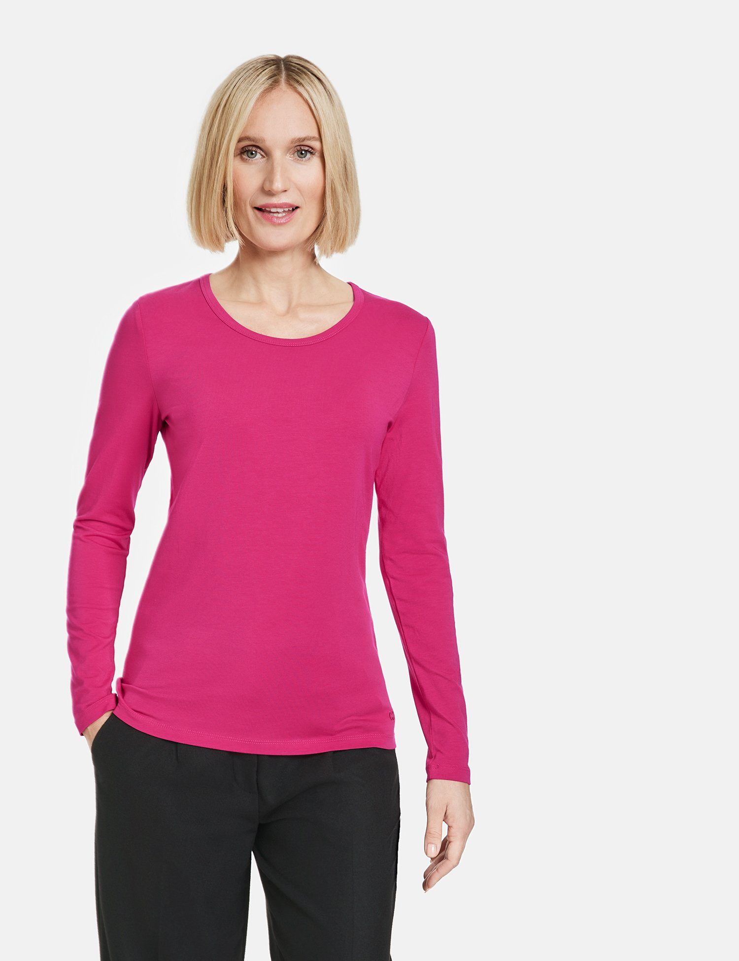 GERRY WEBER Langarmshirt Basic Langarmshirt mit Stretchkomfort Dragon Fruit