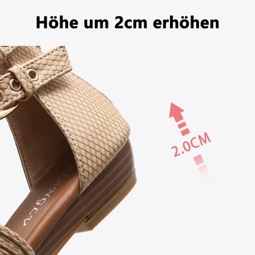GelldG Sandalen Damen Sandaletten Espadrilles mit Keilabsatz Riemchensandale