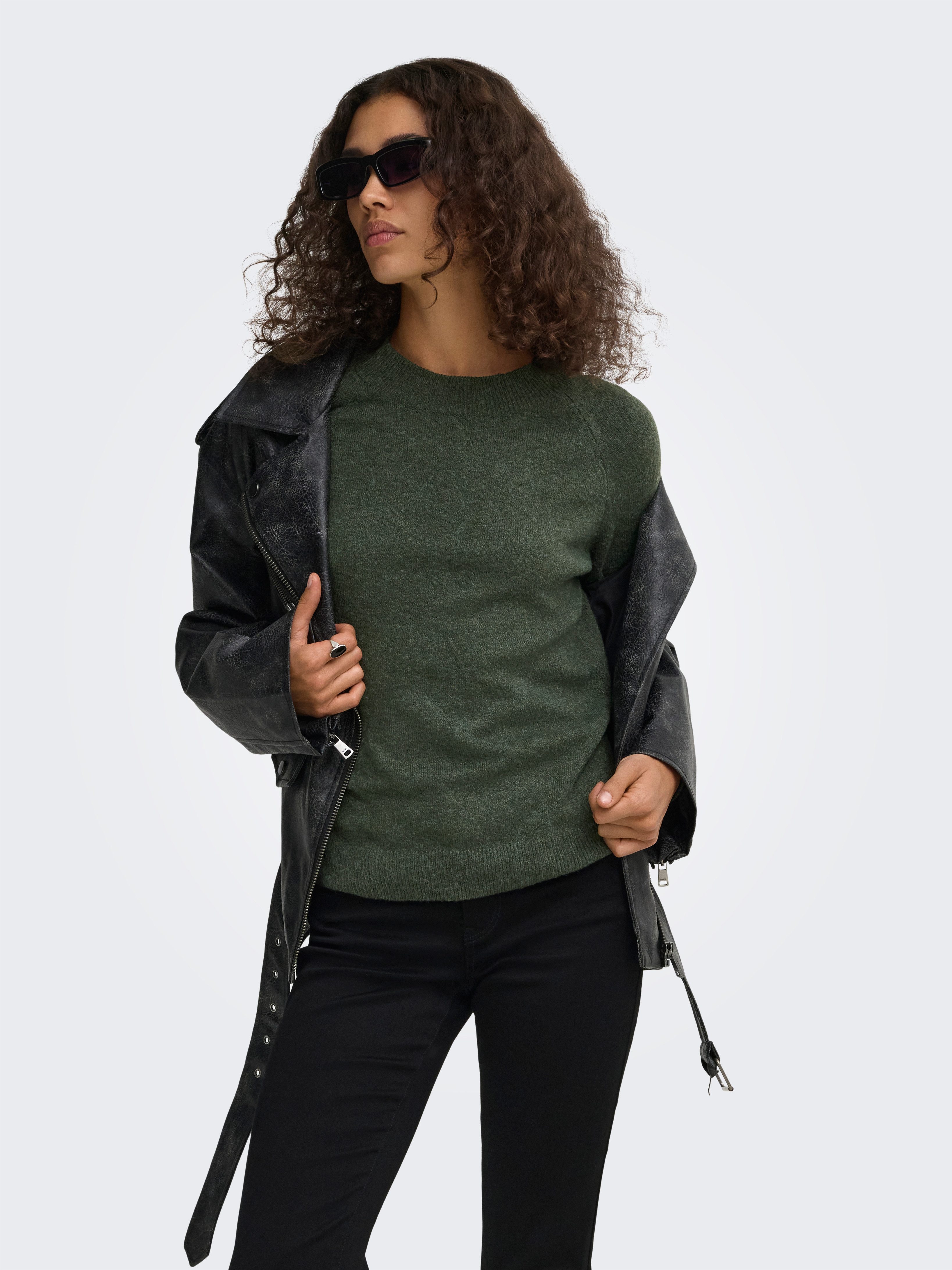 ONLY Rundhalspullover ONLRICA LIFE L/S PULLOVER KNT NOOS Materialmix, regular fit
