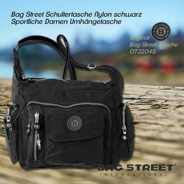 BAG STREET Schultertasche Bag Street Damenhandtasche Schultertasche (Schultertasche), Schultertasche Nylon, schwarz ca. 30cm x ca. 22cm