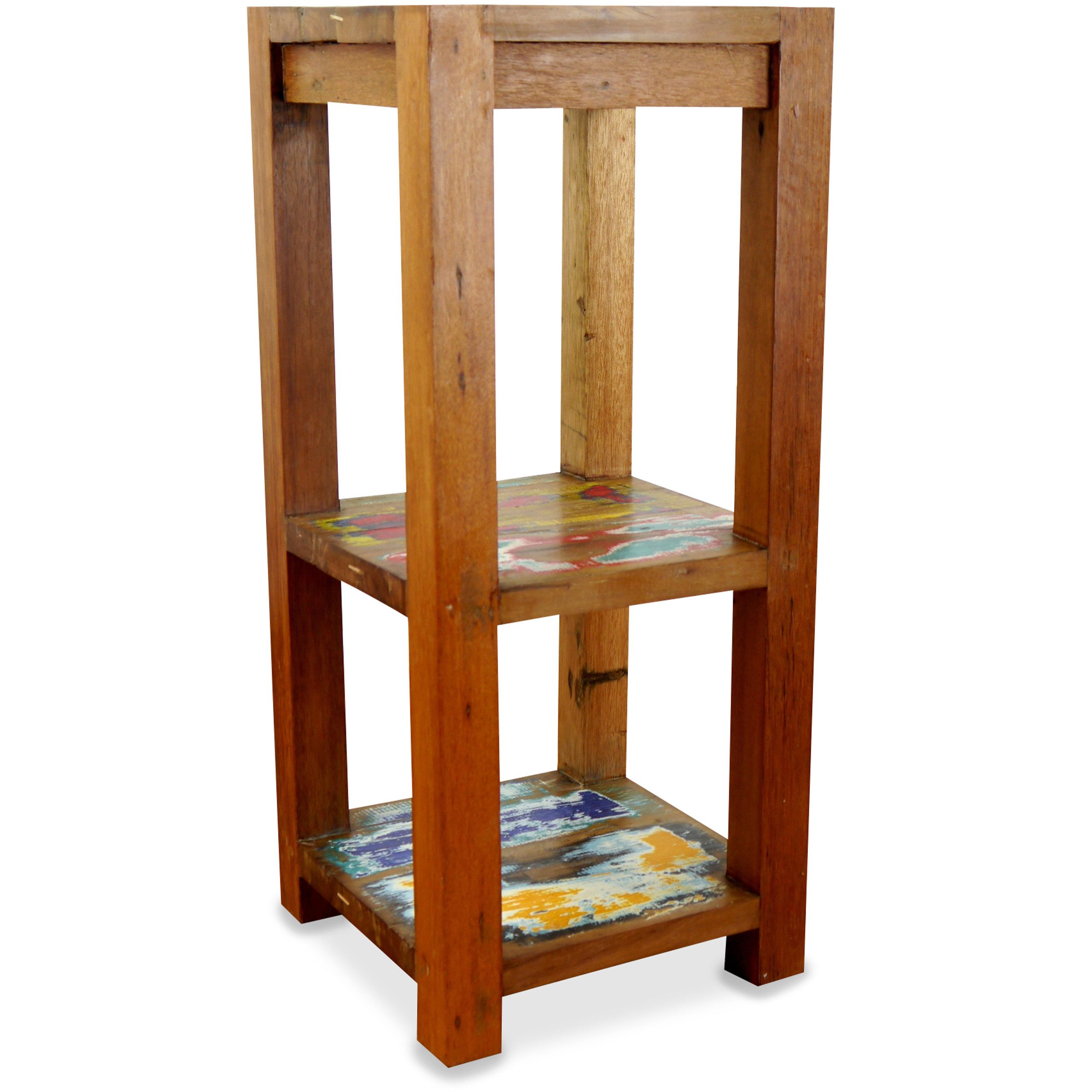 livasia Standregal Bücherregal/Nachttisch recyceltes Teakholz 70cm hoch aus Java