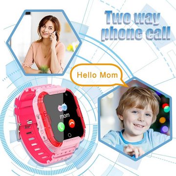 PTHTECHUS für Kinder Jungen Mädchen Geschenke Anruf Sport Taschenlampe Smartwatch (1.44 Zoll), Mit Kamera Selfie Lernspiele Lustige Spiele, MP3 SOS Anruf Touchscreen