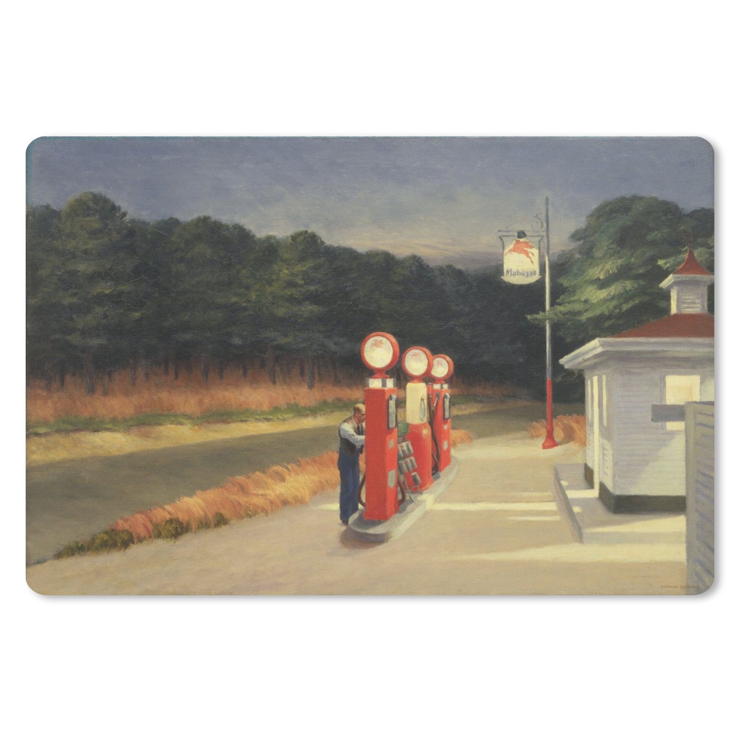 MuchoWow Mauspad Benzin - Edward Hopper (1-St), Mauspad XXL, Schreibtischunterlage groß, Gaming Setup, 90x60 cm